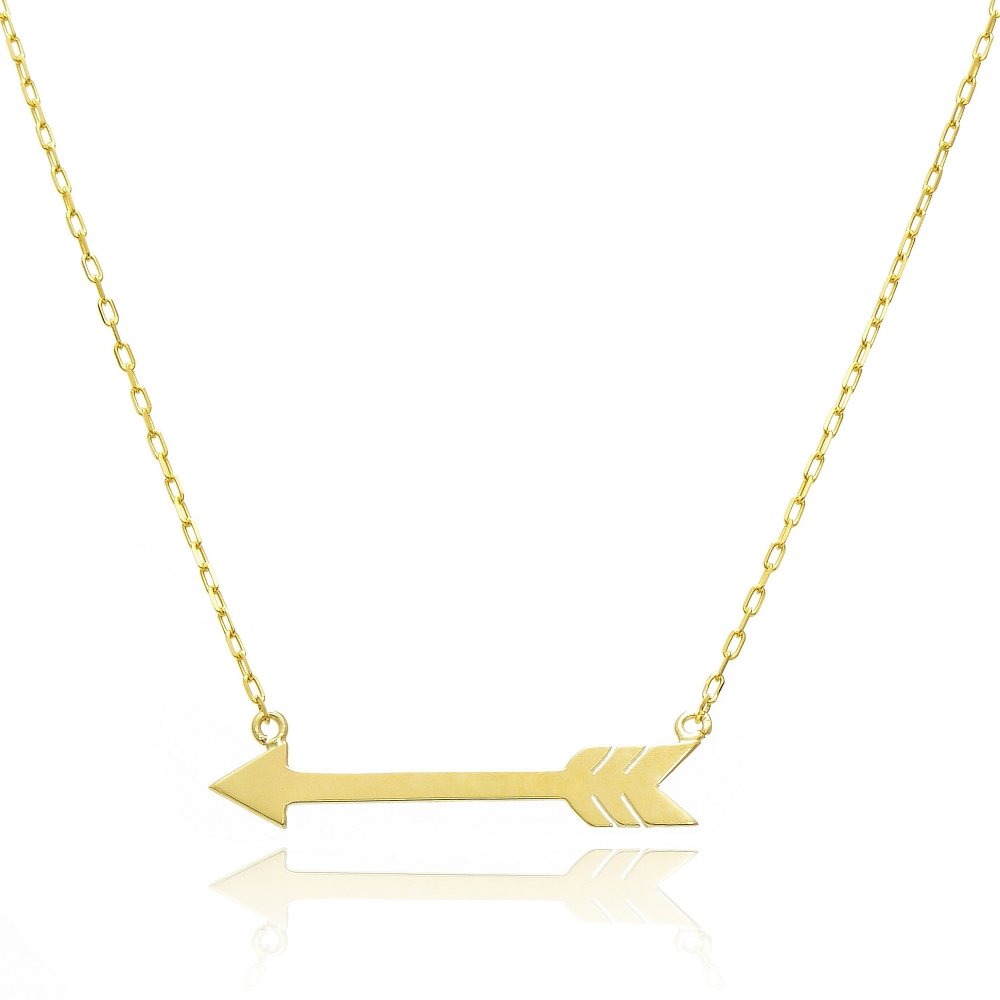 14K Yellow Gold Fancy Arrow Necklace for Women - Elegant Dainty Jewelry Gift for Birthday, Anniversary & Valentine's Day - Perfect for Everyday Wear & Special Occasions