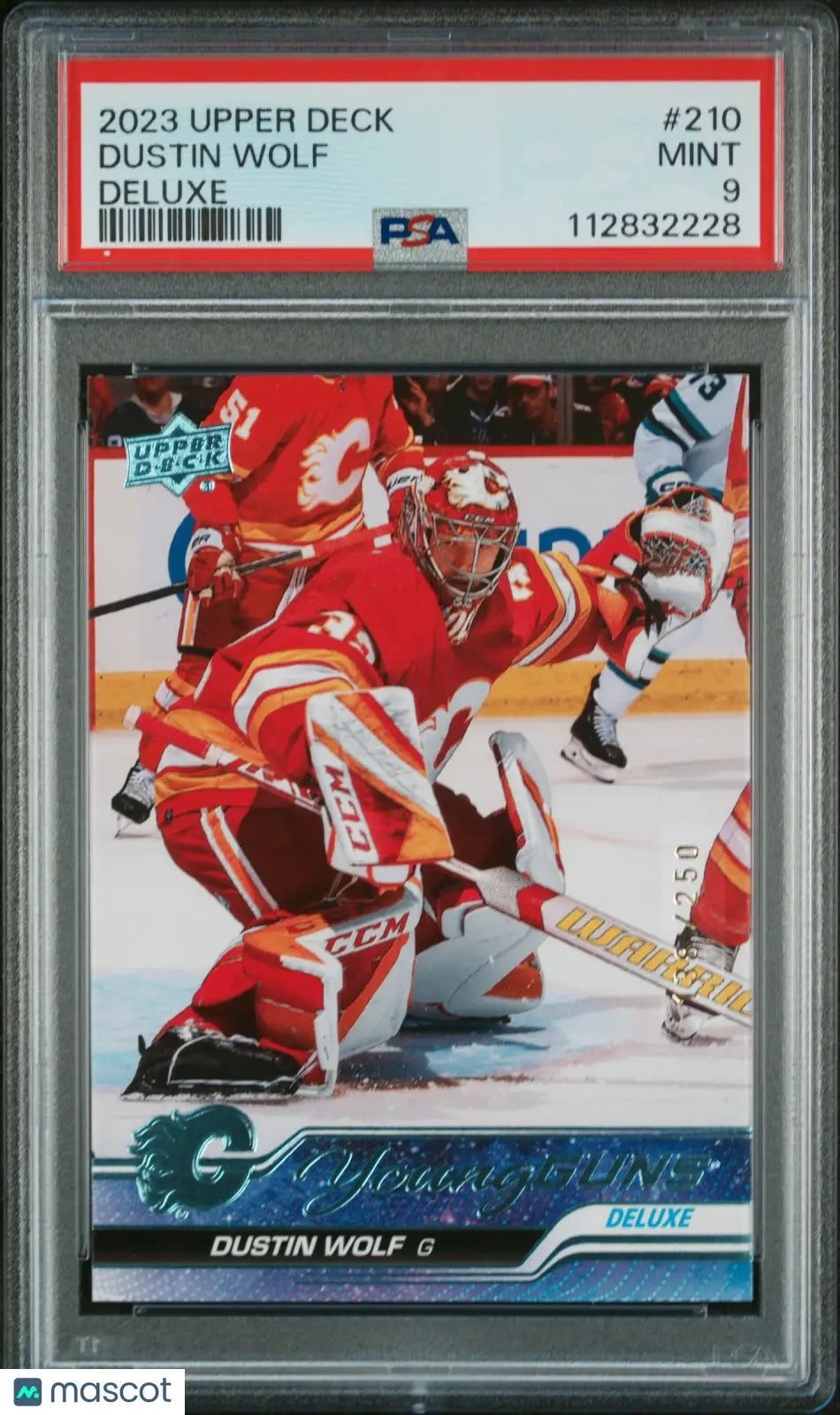 2023 Upper Deck Series 1 Hockey Dustin Wolf Young Guns RC Deluxe PSA 9 /250 - Rare Collectible Hockey Card for Trading, Investment & Display - Perfect for NHL Fans, Sports Memorabilia Collectors & Card Enthusiasts