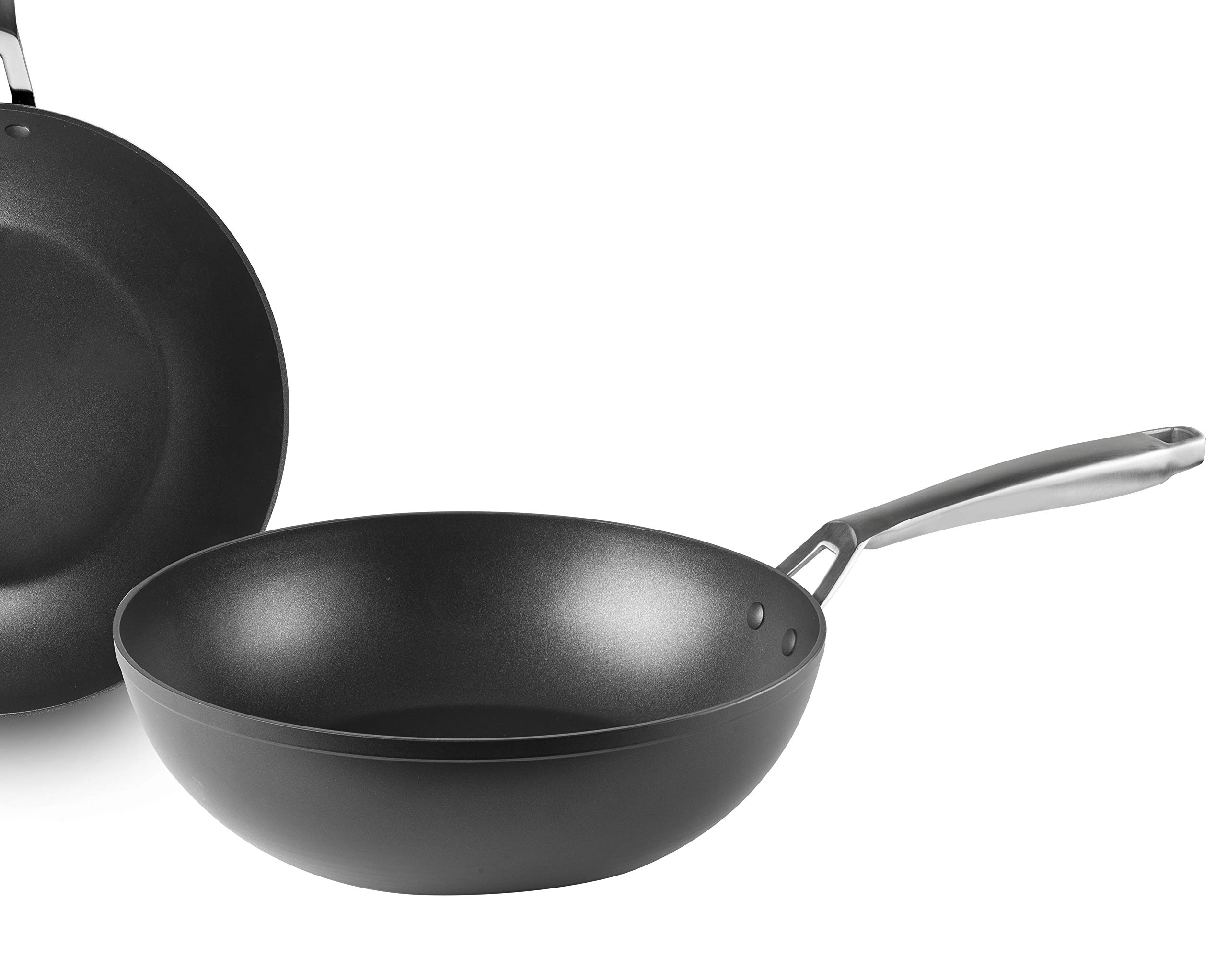 IBILI Titan 30cm Non-Stick Wok Pan - Black Aluminum Stir Fry Pan with Lid - 52 x 52 x 9 cm - Perfect for Asian Cooking, Stir Frying & Home Kitchen Use