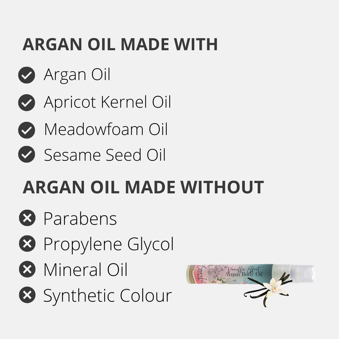 Travel Size Mini Argan Body Oil - 8ml Vanilla Scented Moisturizer for Dry Skin | Perfect for On-the-Go Hydration, Gym Bags & Airplane Travel