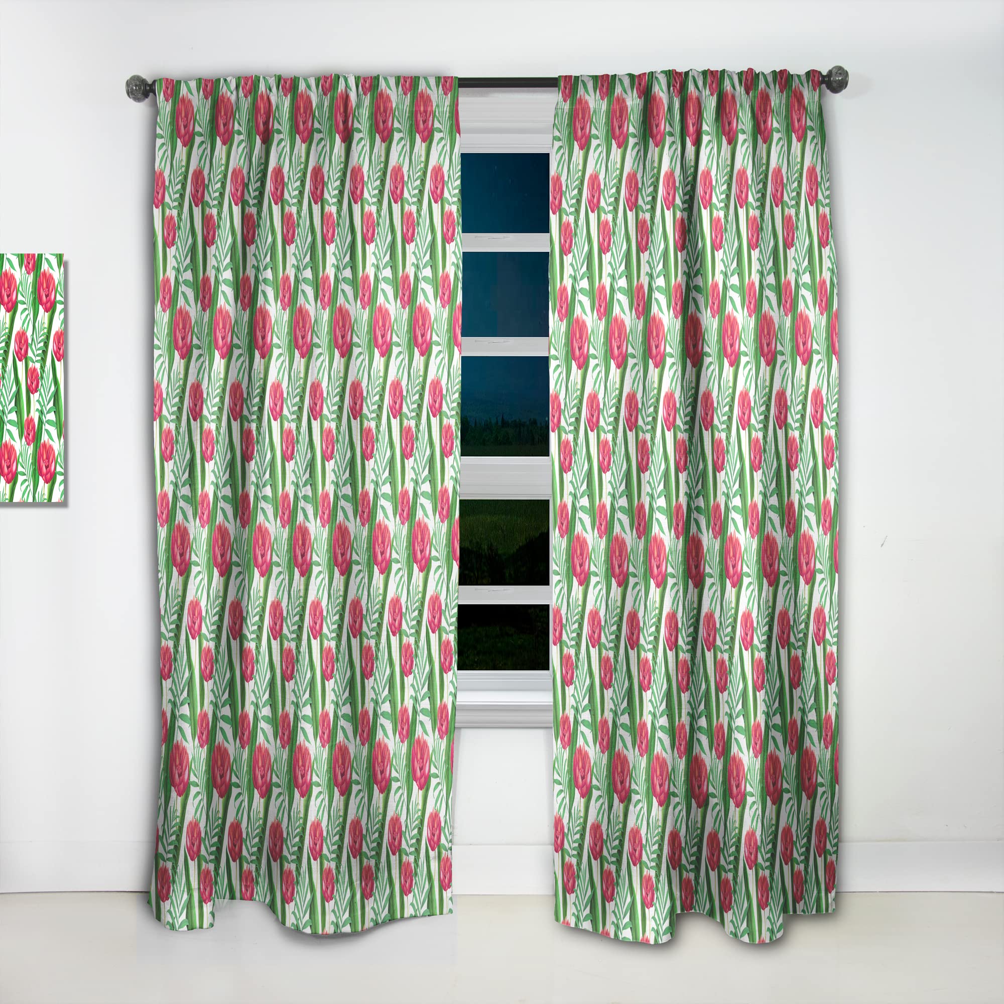 DesignQ Red Tropical Flowers Thermal Insulated Curtains - Single Panel 52x84 - Elegant Window Treatments for Bedroom & Living Room - Perfect for Home Decor, Privacy & Energy Efficiency