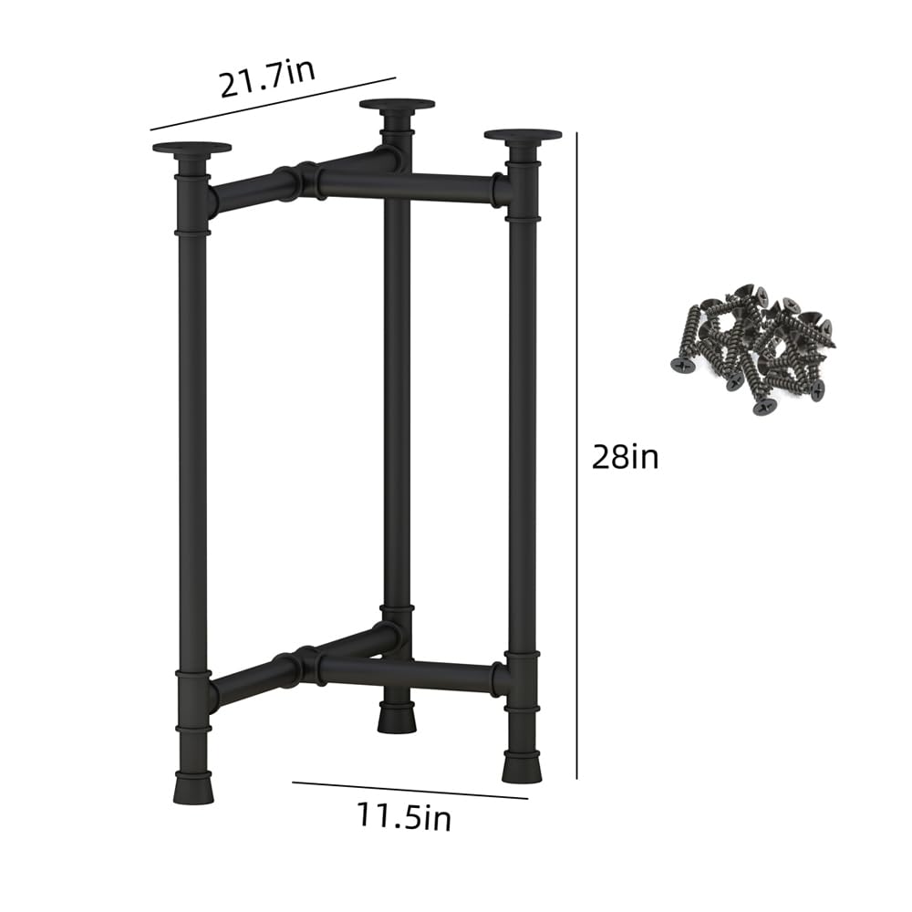 Heavy Duty Metal Table Legs 28 Inch - Industrial Black Desk Legs Set of 2, Modern Dining Furniture Legs with Steel Pipe Design for Kitchen Tables, Workbenches & Office Desks