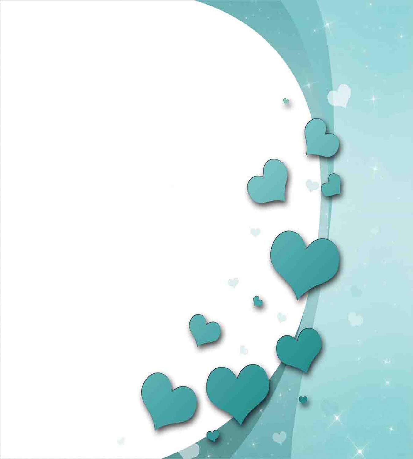 Ambesonne Turquoise Duvet Cover Set - King Size 3-Piece Bedding with 2 Pillow Shams | Valentine's Day Romantic Heart & Star Design for Wedding & Couples | Soft Teal, White & Turquoise Decorative Bedroom Set - Perfect for Master Bedrooms, Guest Rooms & Anniversary Gifts