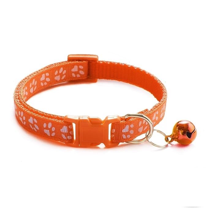 PSK PET MART Durable Nylon Dog Collar with Bell - Adjustable Paw Print Design for Small, Medium & Large Dogs - Perfect for Walking, Training & Outdoor Adventures