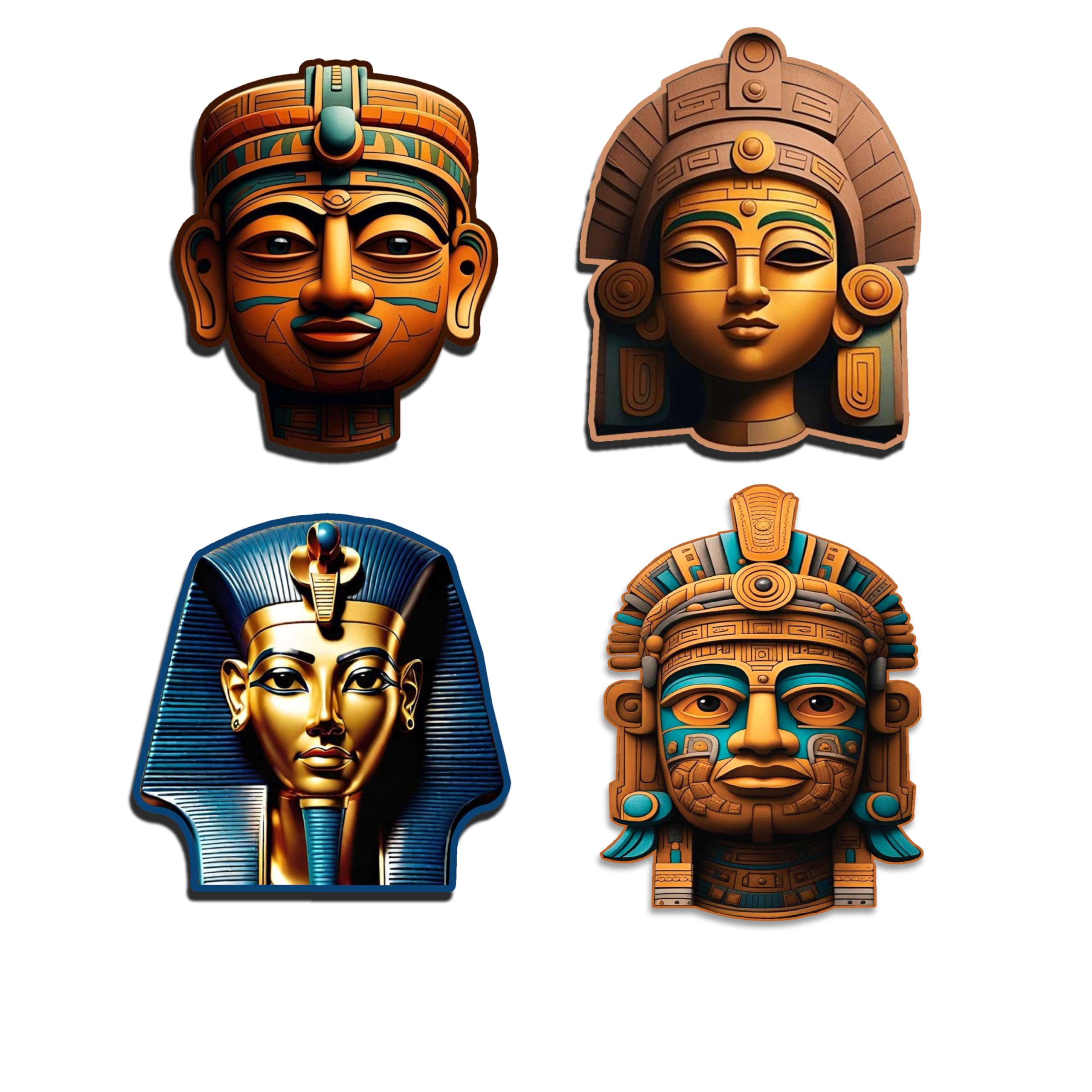 Gift Me Bazar 4-Pack Mayan Art Wooden Coasters for Coffee, Tea & Drinks | Heat-Resistant Table Protectors for Kitchen, Office & Dining Room | Perfect Home Decor & Housewarming Gift