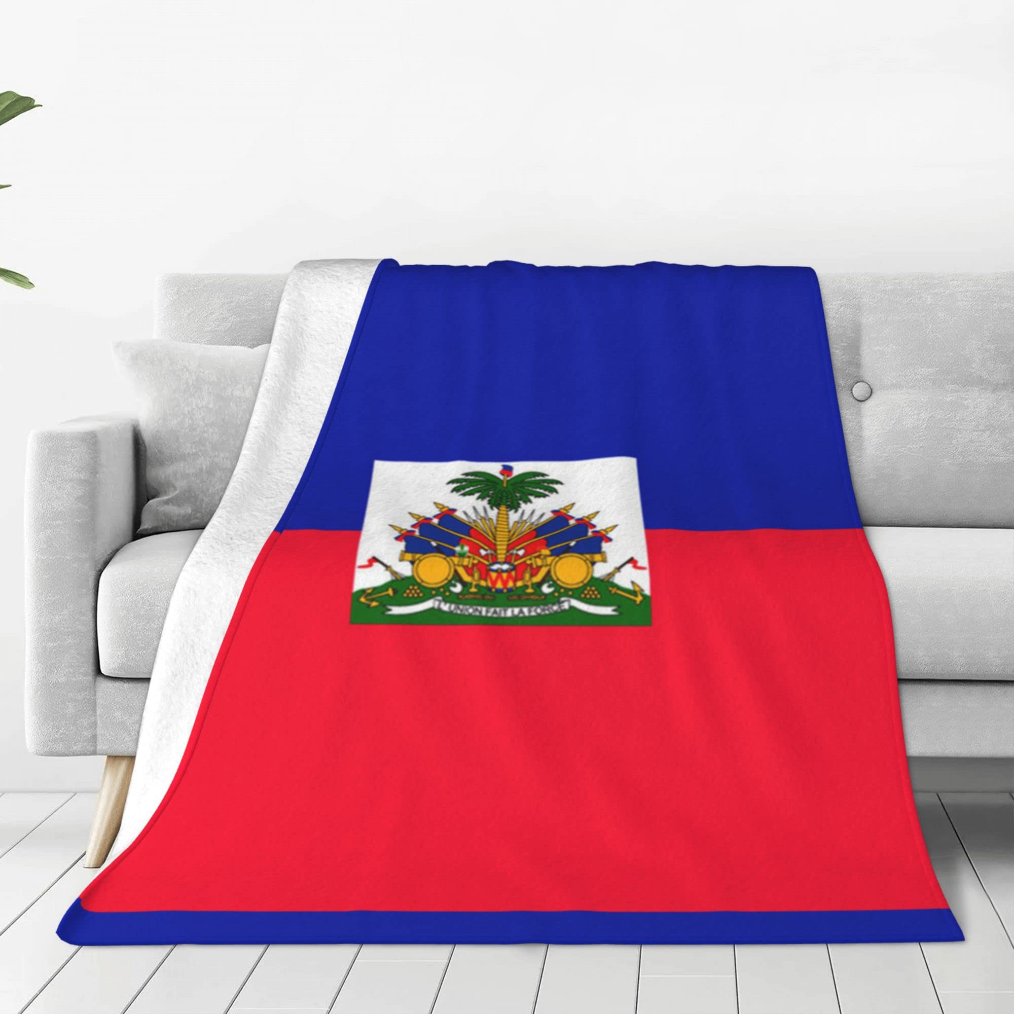 Soft Flannel Throw Blanket for Bed, Couch & Sofa - Haiti Flag Design Microfiber Blanket for Teens, Boys & Girls - Perfect for Lounging, Netflix Nights & Dorm Room Decor