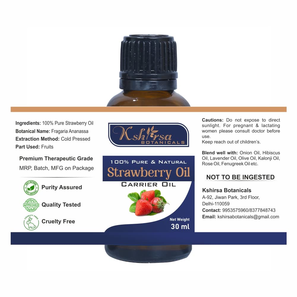Pure & Natural Strawberry Essential Oil (Fragaria Ananassa) - 30ml for Skin Care, Hair Growth & Aromatherapy - Perfect for DIY Beauty Products, Massage & Relaxation