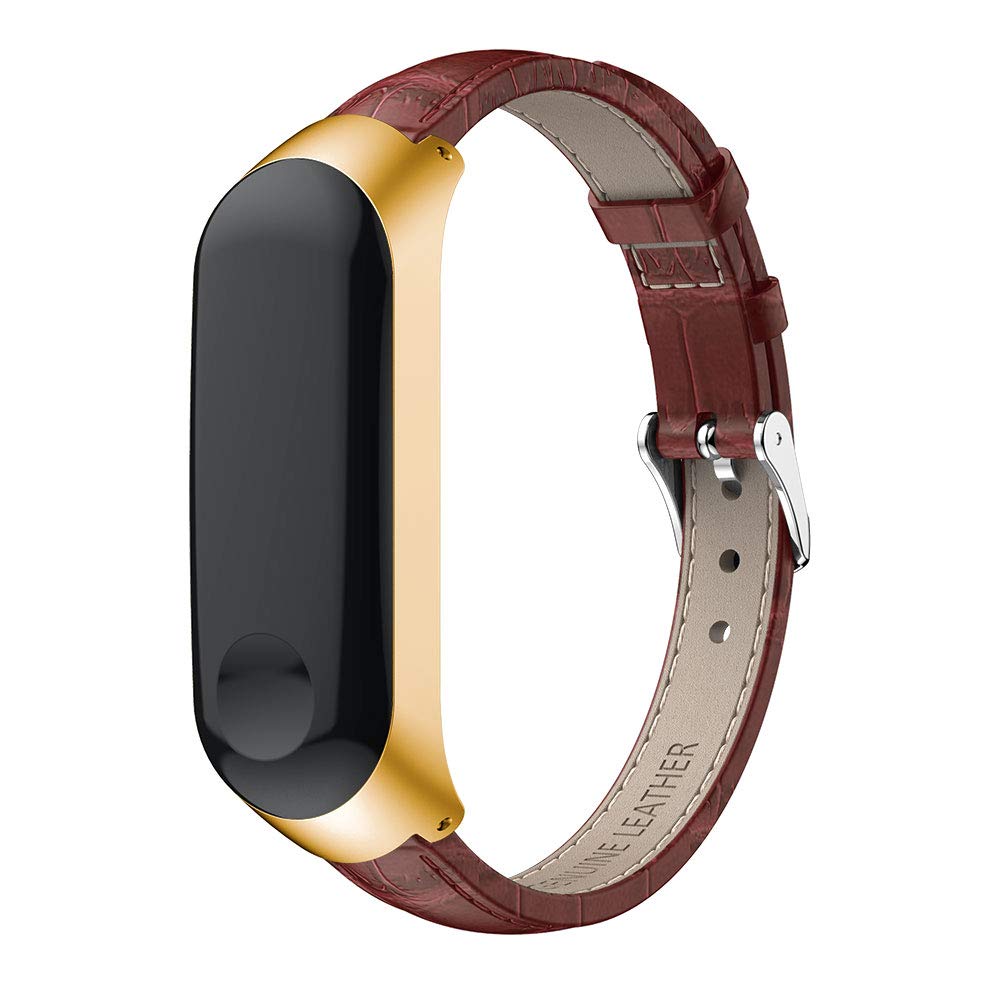 Premium Genuine Leather Replacement Watch Band for Xiaomi Mi Band 3 - Adjustable Wrist Strap Compatible with Fitness Trackers - Perfect for Workouts, Running & Everyday Wear