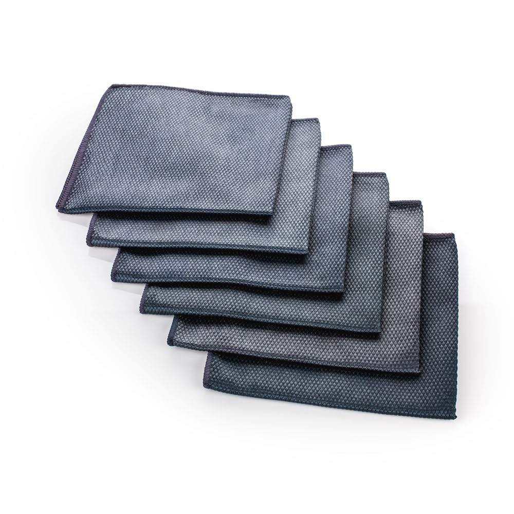 The Rag Company - Premium Diamond Weave Glass & Window Cleaning Towels (6-Pack) - Ultra Soft Lint-Free Microfiber Cloths for Streak-Free Shine on Mirrors, Chrome & Glass Surfaces - 16