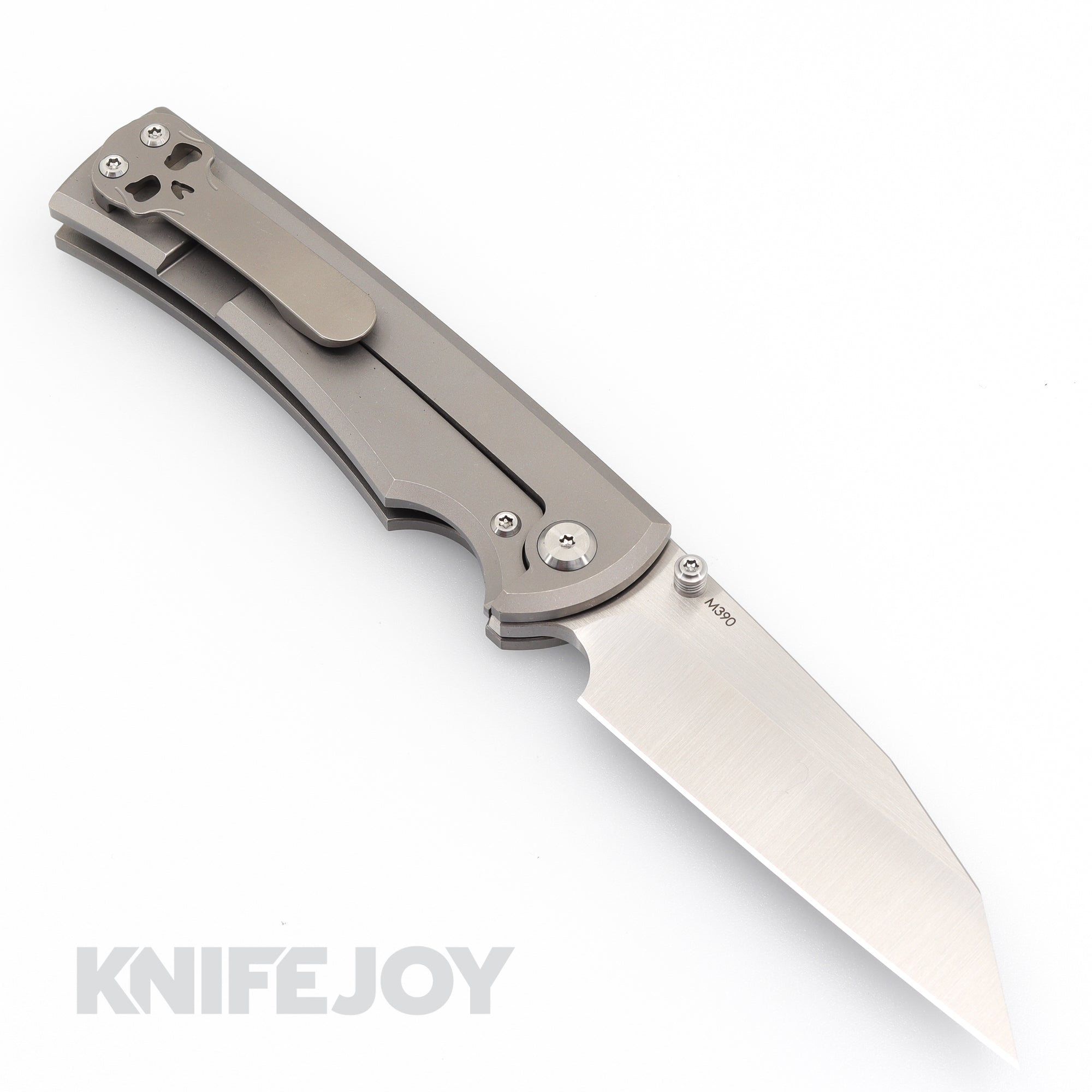 Chaves Knives Sangre 229 Folding Pocket Knife - Wharncliffe Blade, Stonewashed Titanium Handles, Belt Finish | EDC, Outdoor Survival, Camping & Tactical Use