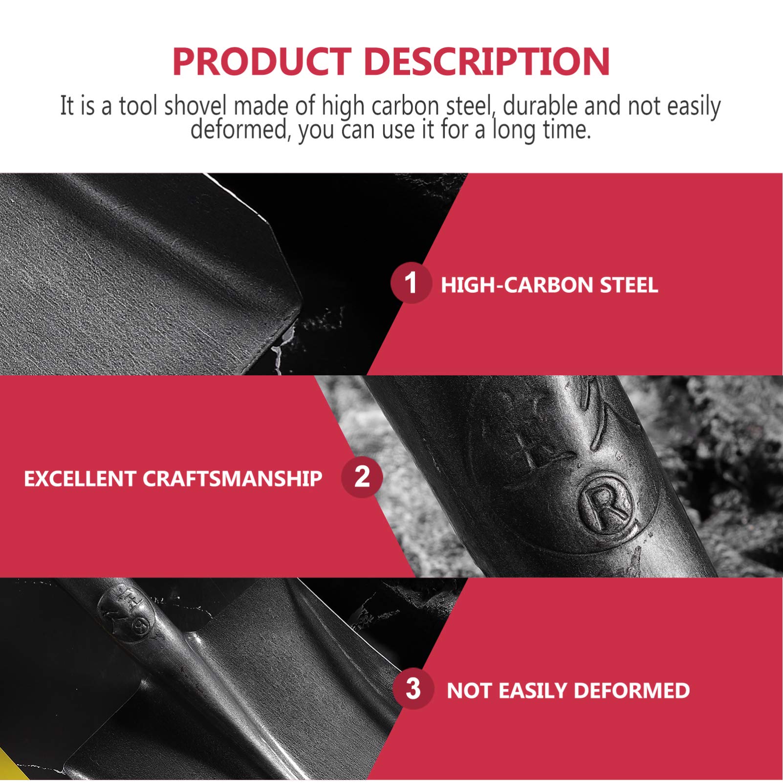 Yardwe Carbon Steel Shovel Replacement Head - Heavy Duty Gardening Shovel, Ash Shovel & Coal Shovel for Outdoor Yard Work, Fireplace Cleaning, and Gardening Tools