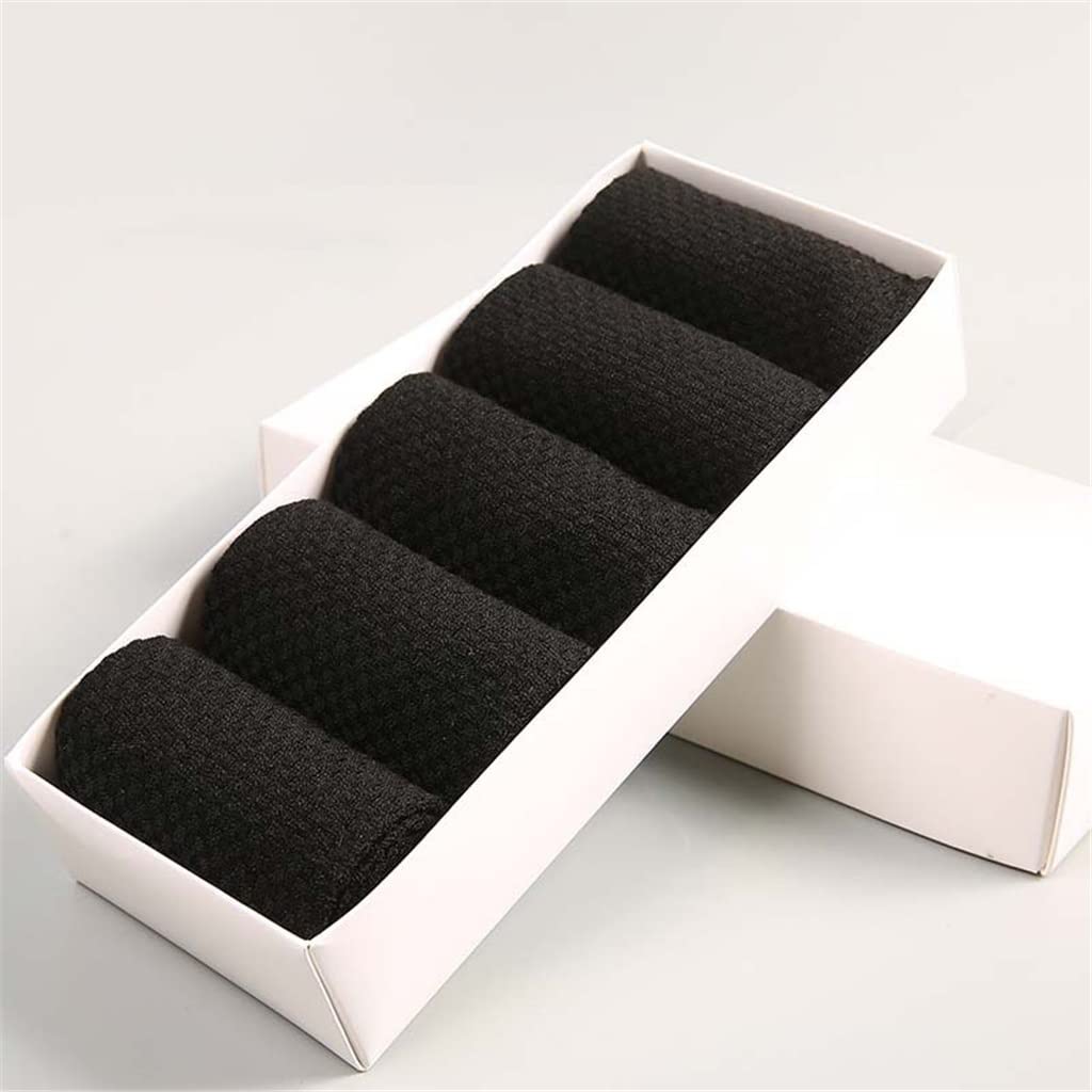 5 Pairs Men's Black Dress Socks - Soft Breathable Business Socks for Office & Formal Wear - Comfortable All-Season Socks for Men (One Size, Black) - Perfect for Work, Weddings & Business Meetings