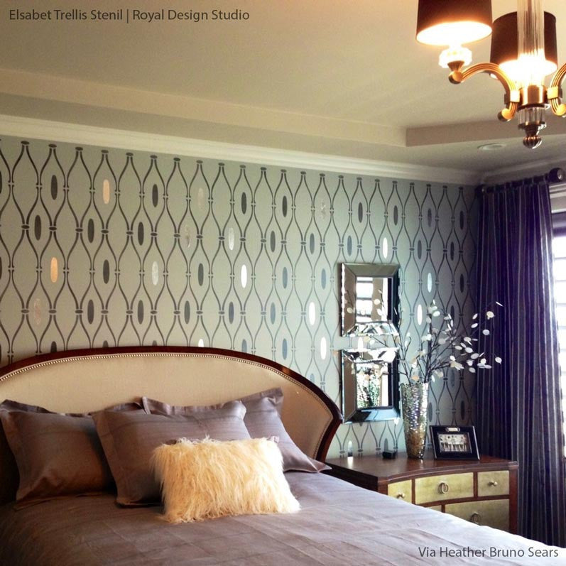 Elsabet Trellis Raven + Lily Wall Stencil - Reusable DIY Home Decor Stencil for Painting Walls, Furniture & Crafts | Perfect for Bedroom, Nursery & Home Renovation Projects