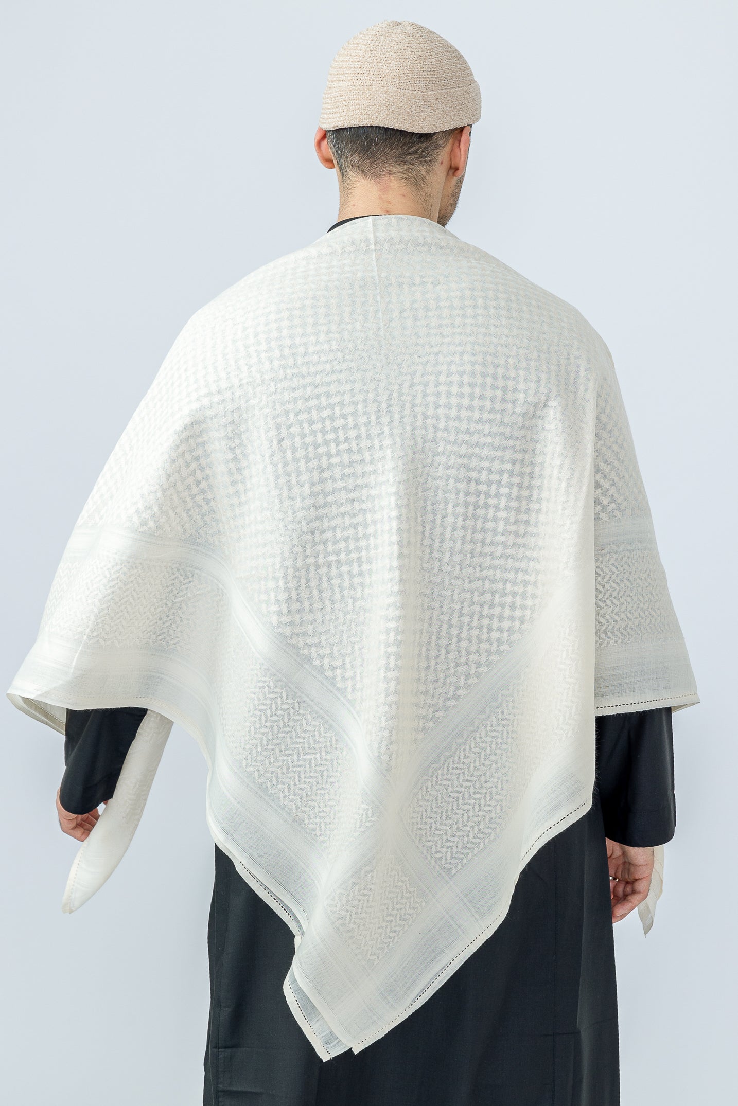Authentic Arab Cream Shemagh Scarf - Soft Cotton Keffiyeh for Men & Women - Perfect for Desert Travel, Outdoor Adventures & Cultural Events