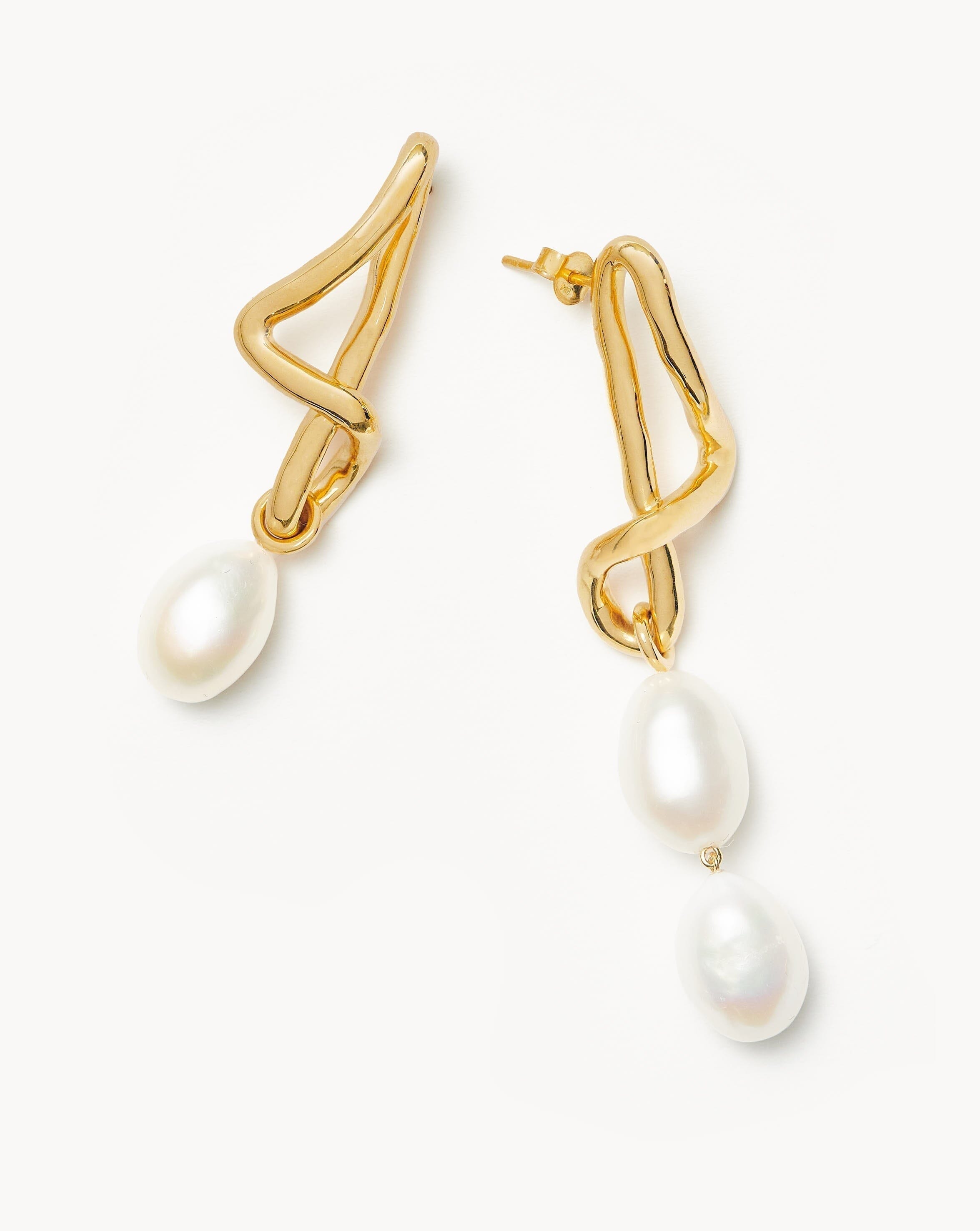Exquisite Molten Baroque Pearl Mismatched Drop Earrings for Women - Vintage Boho Chic Jewelry for Parties, Weddings & Special Occasions