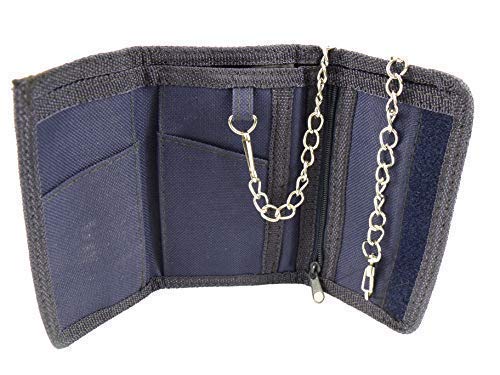 Men's Canvas Coin Pouch & Credit Card Holder with Chain - Slim RFID Blocking Wallet for Cash, Cards, and Keys | Perfect for Travel, Daily Use, and Outdoor Activities