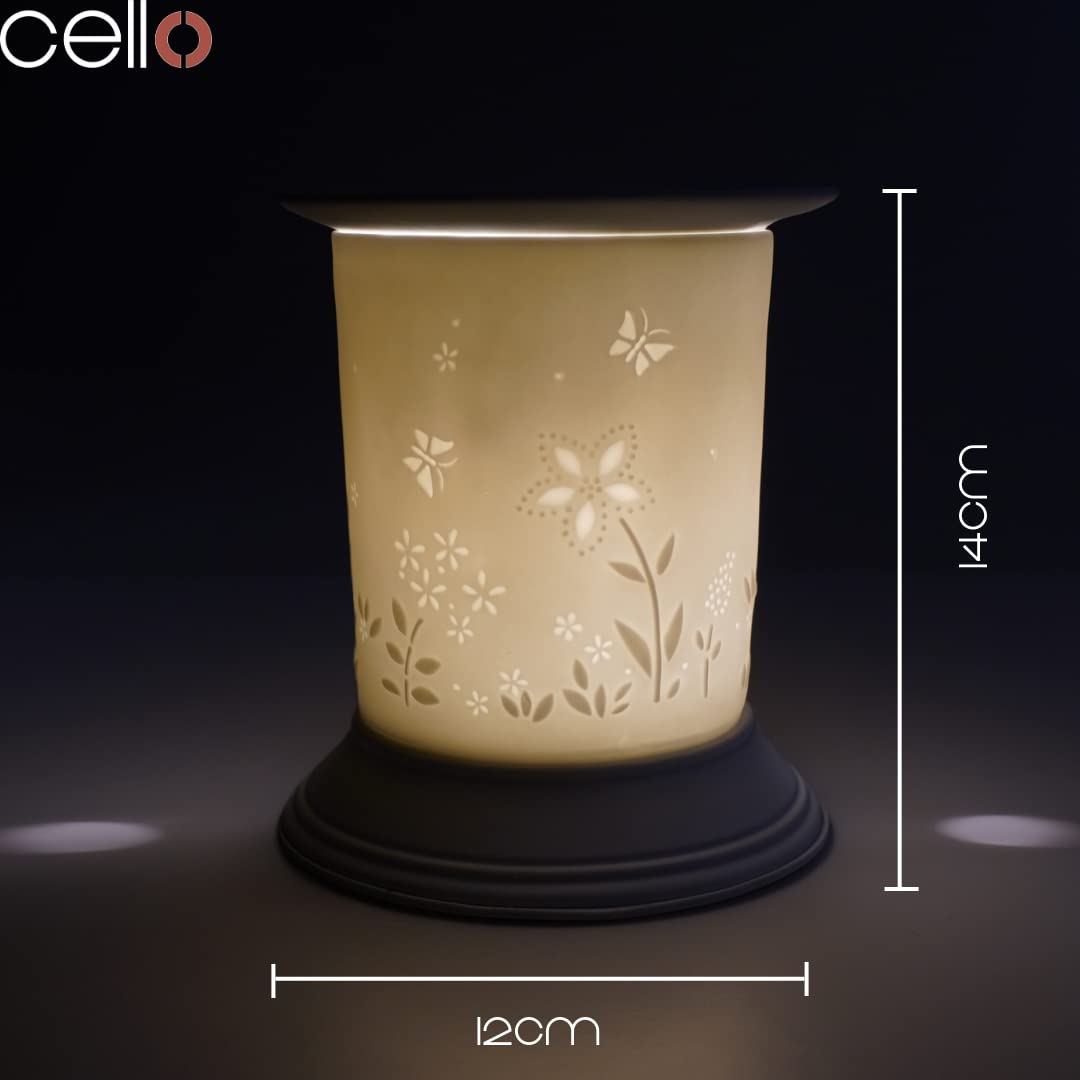 Electric Wax Warmer for Home - Cello Porcelain Straight Flower Design Aromatherapy Diffuser for Relaxation & Spa Use