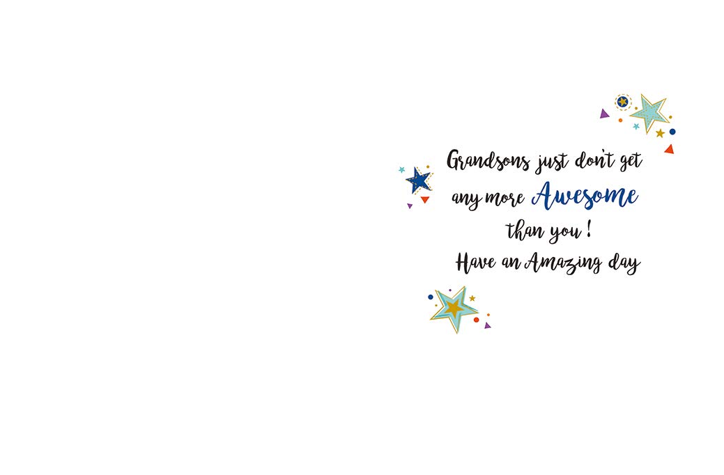 Gold Dust Birthday Card - To a Brilliantly Awesome Grandson - 8 x 6 Inch Green Greeting Card for Grandchildren | Perfect for Birthdays, Grandparents Day & Special Occasions