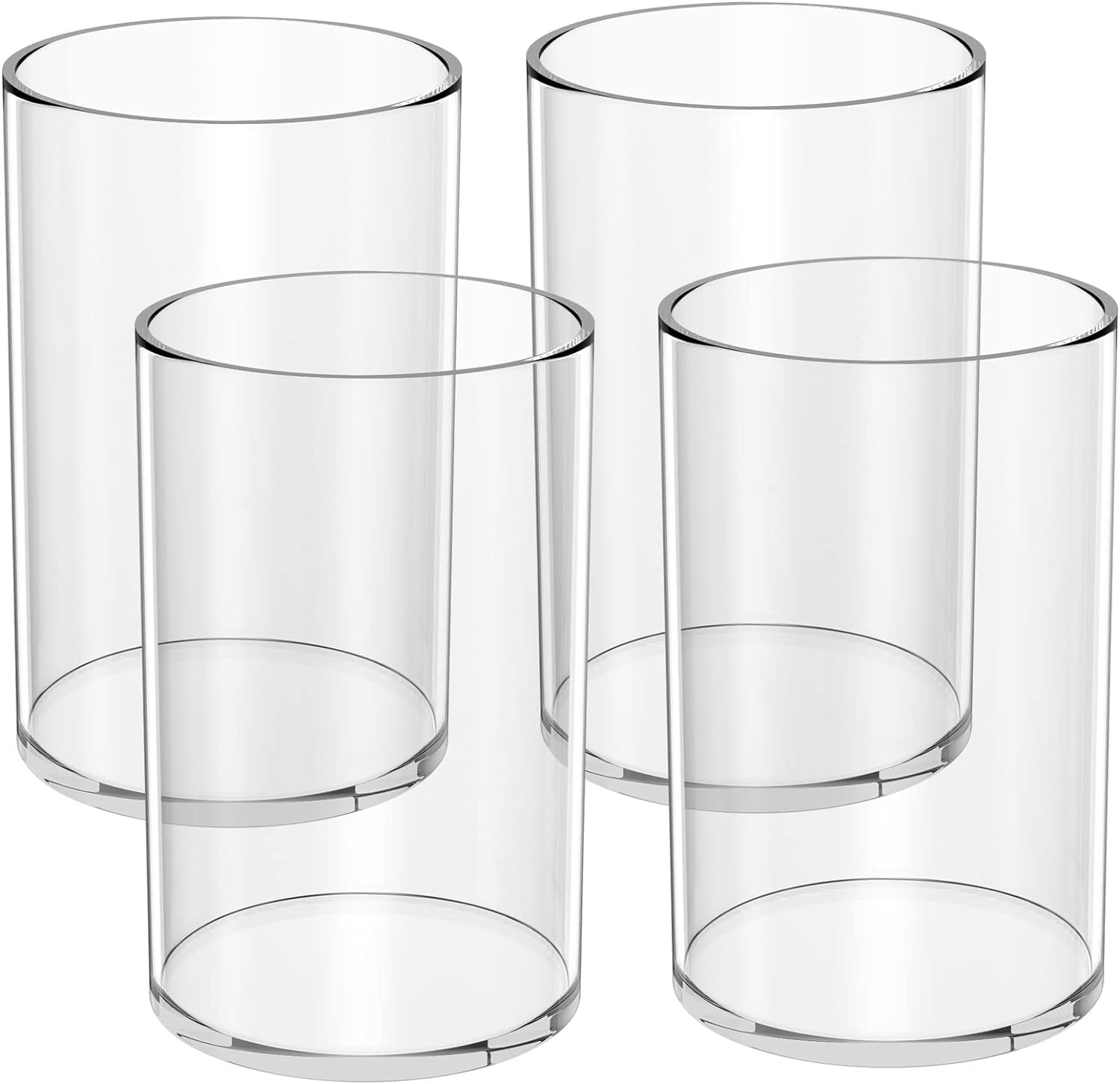 NIUBEE 4-Pack Clear Acrylic Pen Holder for Desk - Round Pencil Cup & Makeup Brush Organizer - Office Desk Accessory for Stationery, Cosmetics & Home Organization (Perfect for Office, Vanity & Study Desk)