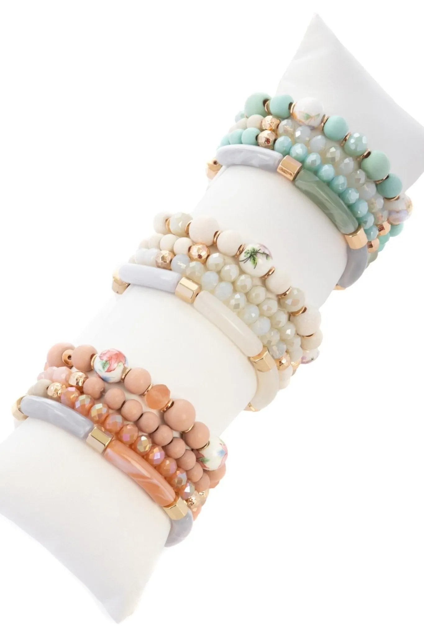 Beaded Wood Chain Link Bracelet Set for Women - Natural Wooden Bead Bracelets with Adjustable Chain - Boho Chic Jewelry for Casual Wear, Parties & Gifts