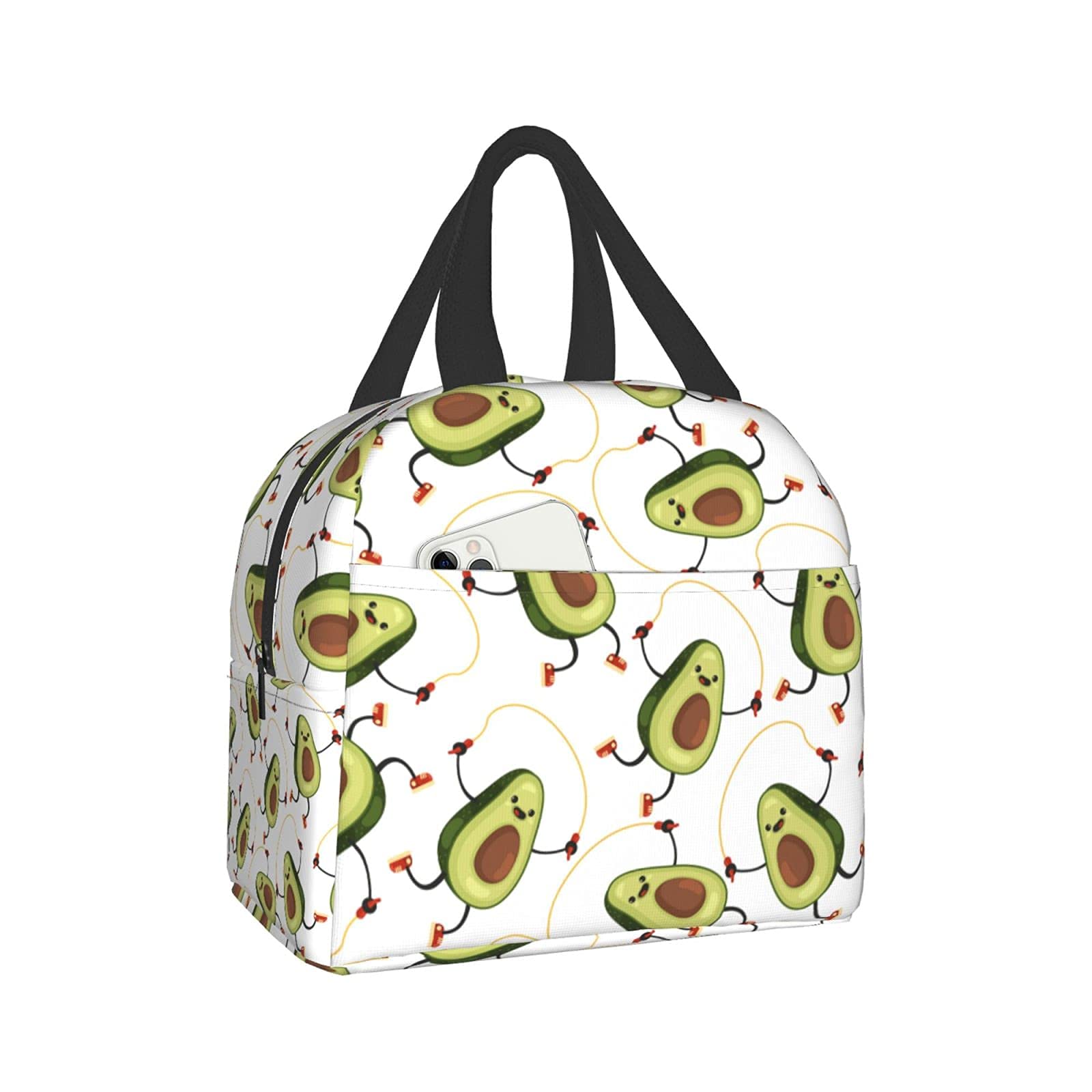 RIUARA Insulated Avocado Lunch Bag - Thermal Cooler Tote for Women, Men & Kids - Perfect for Office, School, Picnic & Beach - Soft Mini Lunch Box with Cute Fruit Design