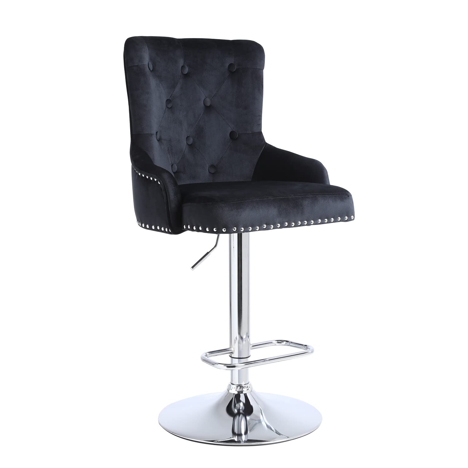 Adjustable Height Swivel Bar Stools with Velvet Upholstery & Chrome Metal Base - Modern Kitchen Island Stools for Counter, Bar, Dining Room & Home Decor