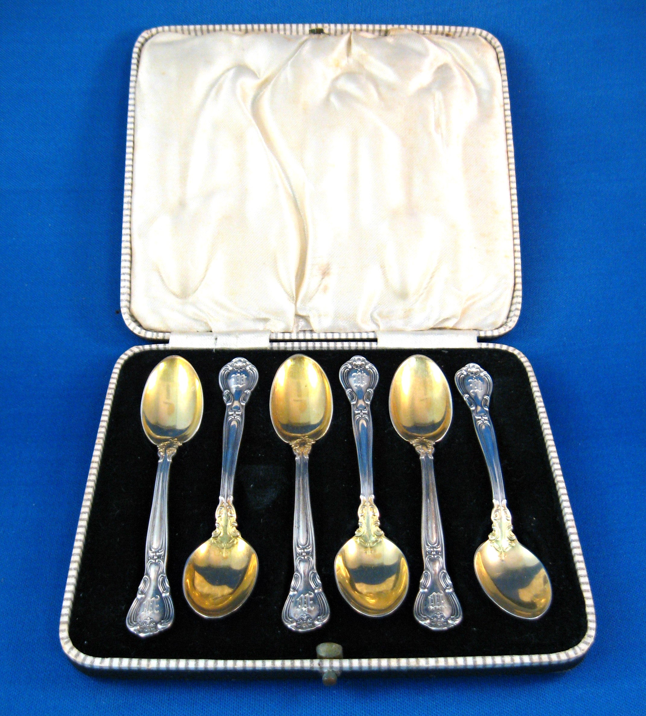 Vintage Gorham Chantilly 6-Piece Sterling Silver Demi Spoons Set (1930s) - Monogrammed M or W with Original Box - Perfect for Tea Parties, Antique Collecting & Bridal Gifts