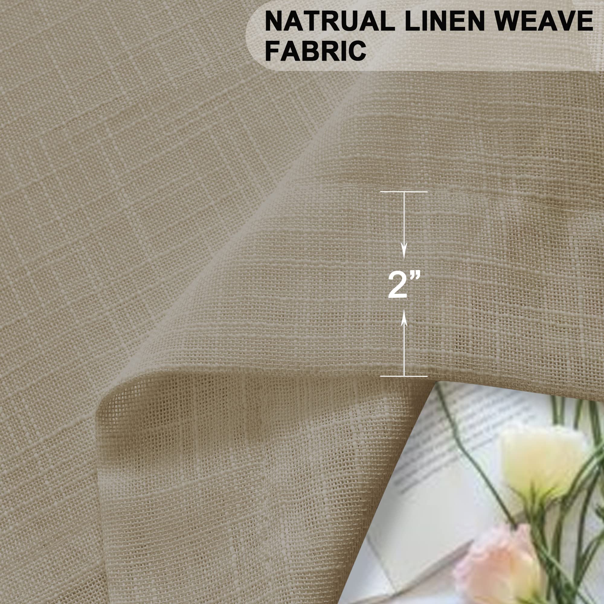 Kinryb Taupe Semi-Sheer Faux Linen Curtains - 52