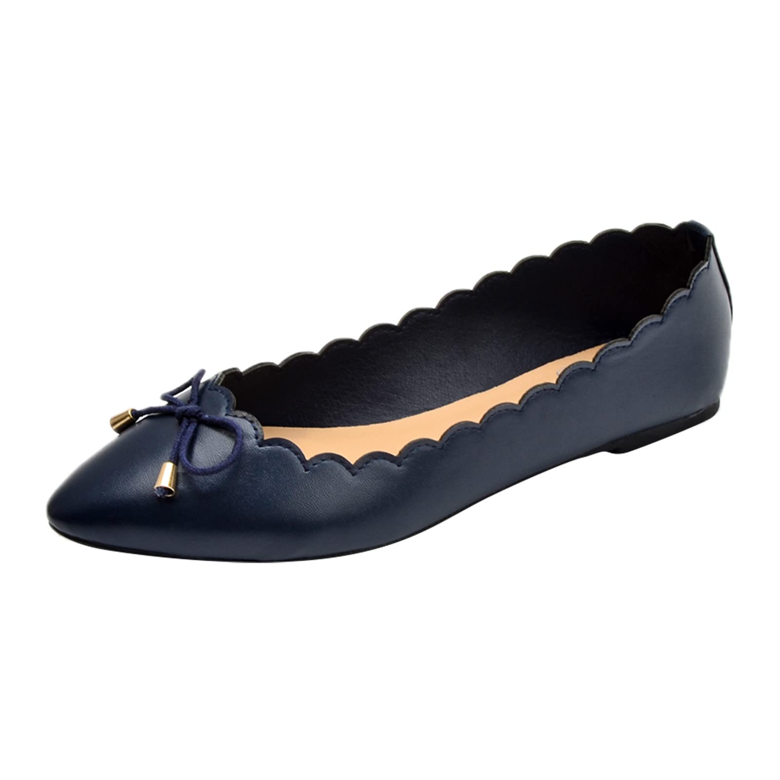 Women's Floral Slip-On Loafers - Comfortable Petal Design Flat Shoes for Women - Navy Blue Dress Shoes for Work & Casual Wear - Perfect for Office, Walking & Fashion Outfits