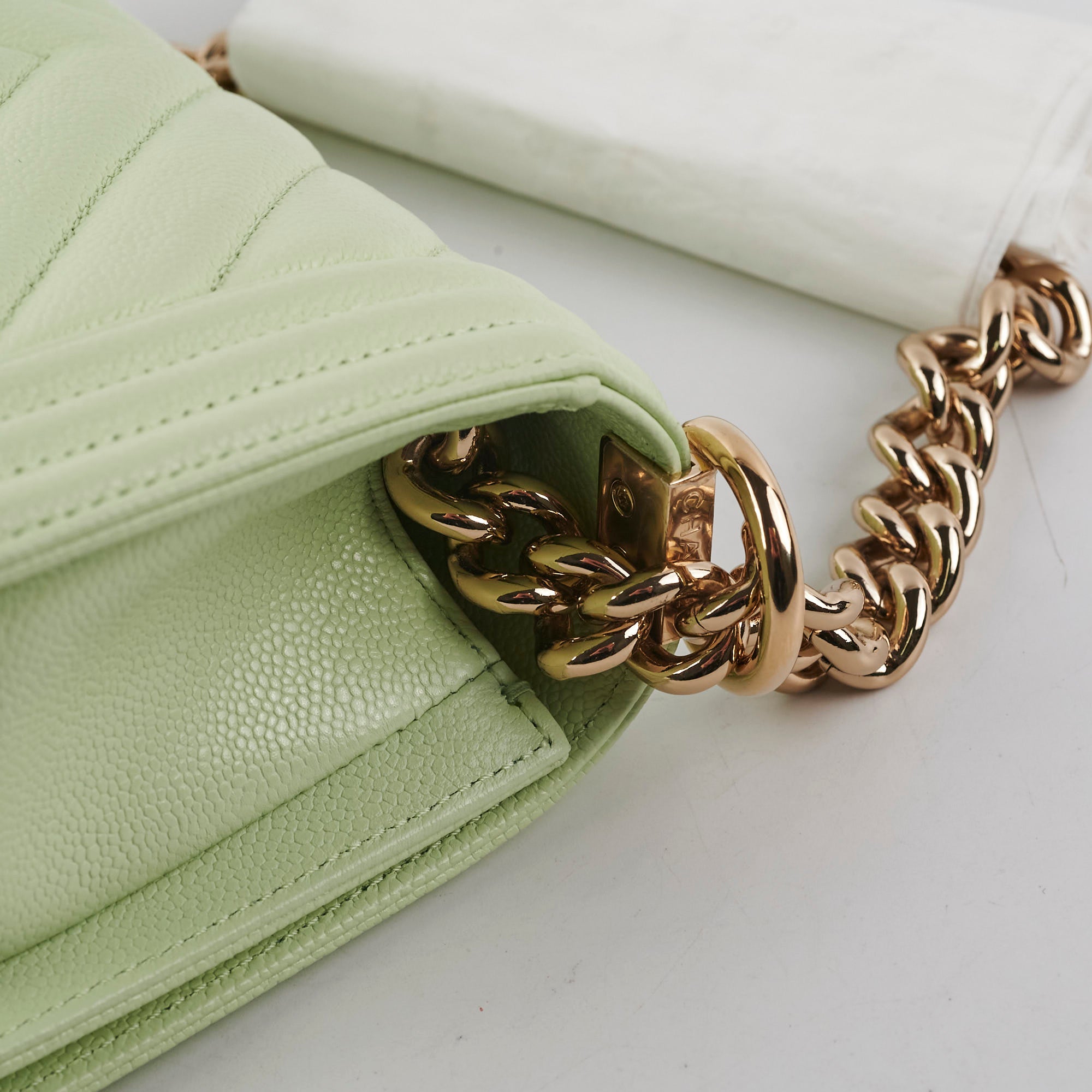 Chanel Caviar Boy Small Light Green Leather Crossbody Bag (2022) - Luxury Designer Handbag for Women, Perfect for Parties, Dating & Special Occasions