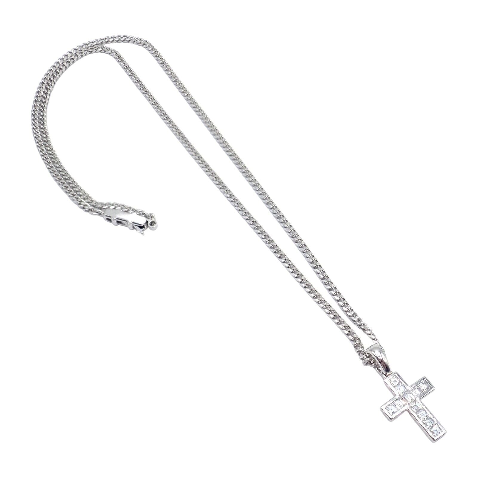 Authentic Cartier 18K White Gold Diamond Cross Pendant Necklace for Women - Luxury Gift for Anniversary, Valentine's Day & Special Occasions