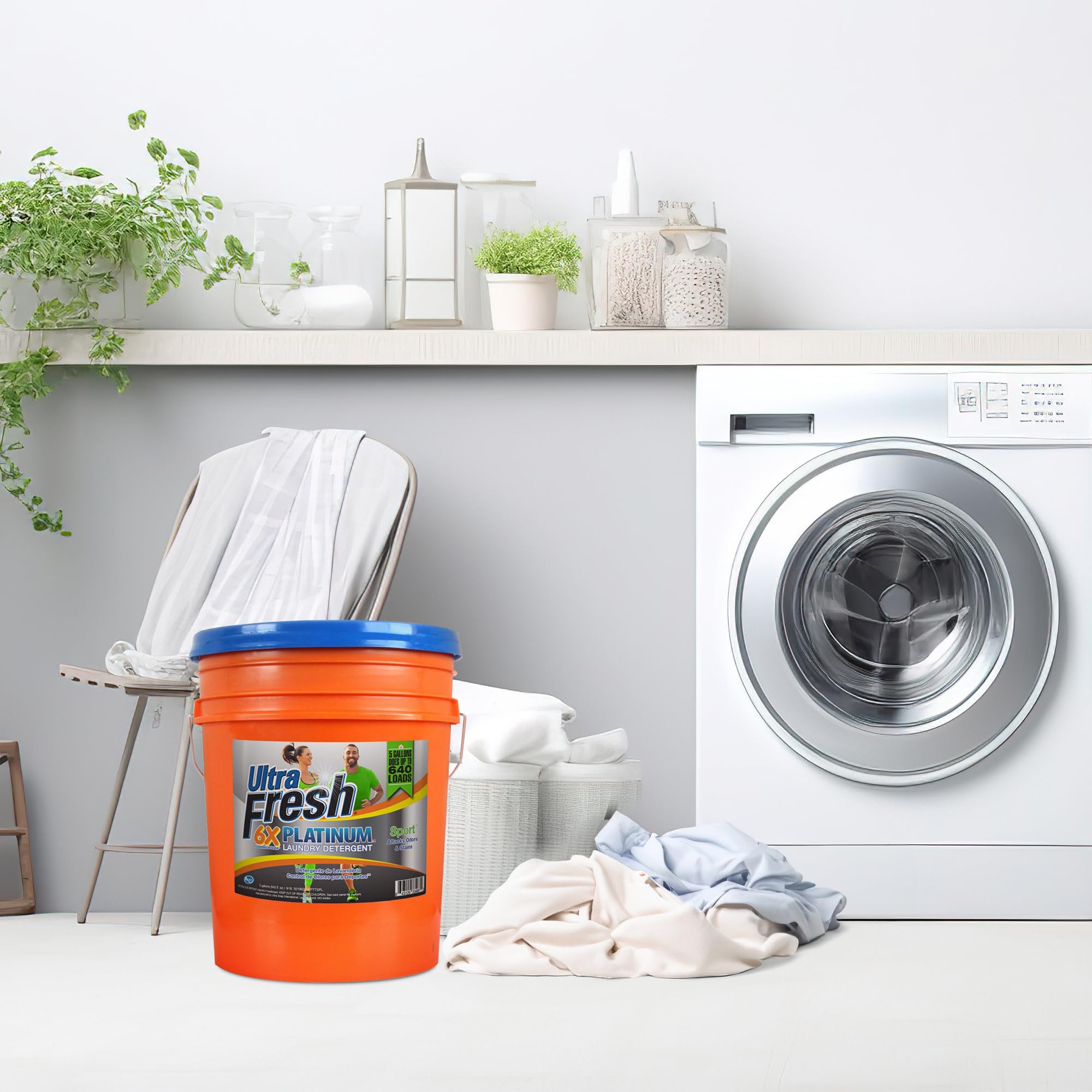 Platinum Sport 5 Gallon 6X Concentrated Laundry Detergent - 640 Loads, HE & Standard Machine Safe with Pump (3 Pack) - Ideal for Gym Clothes, Sports Uniforms & Heavy-Duty Laundry