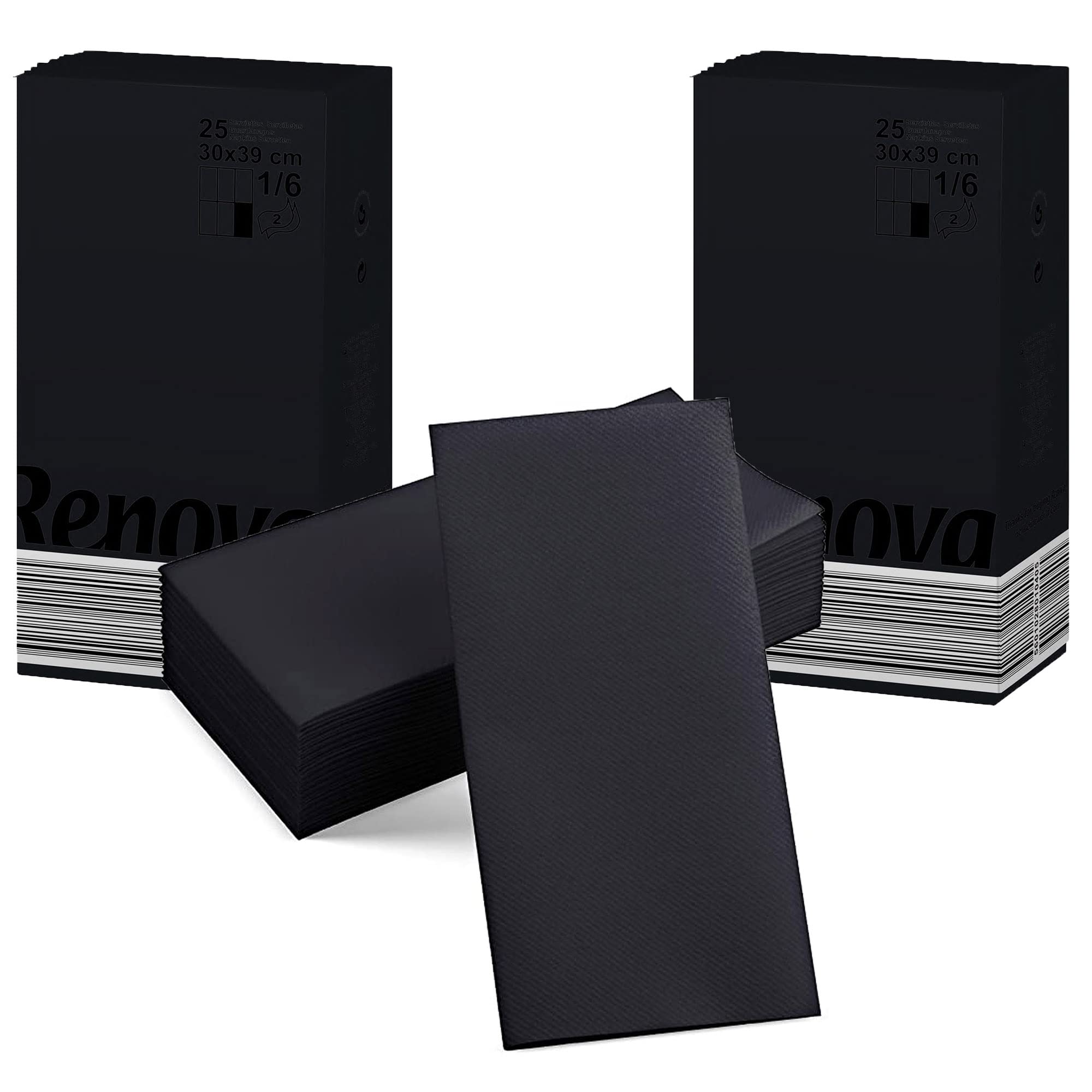 Premium Black Linen-Feel Paper Dinner Napkins - 2-Ply, 16