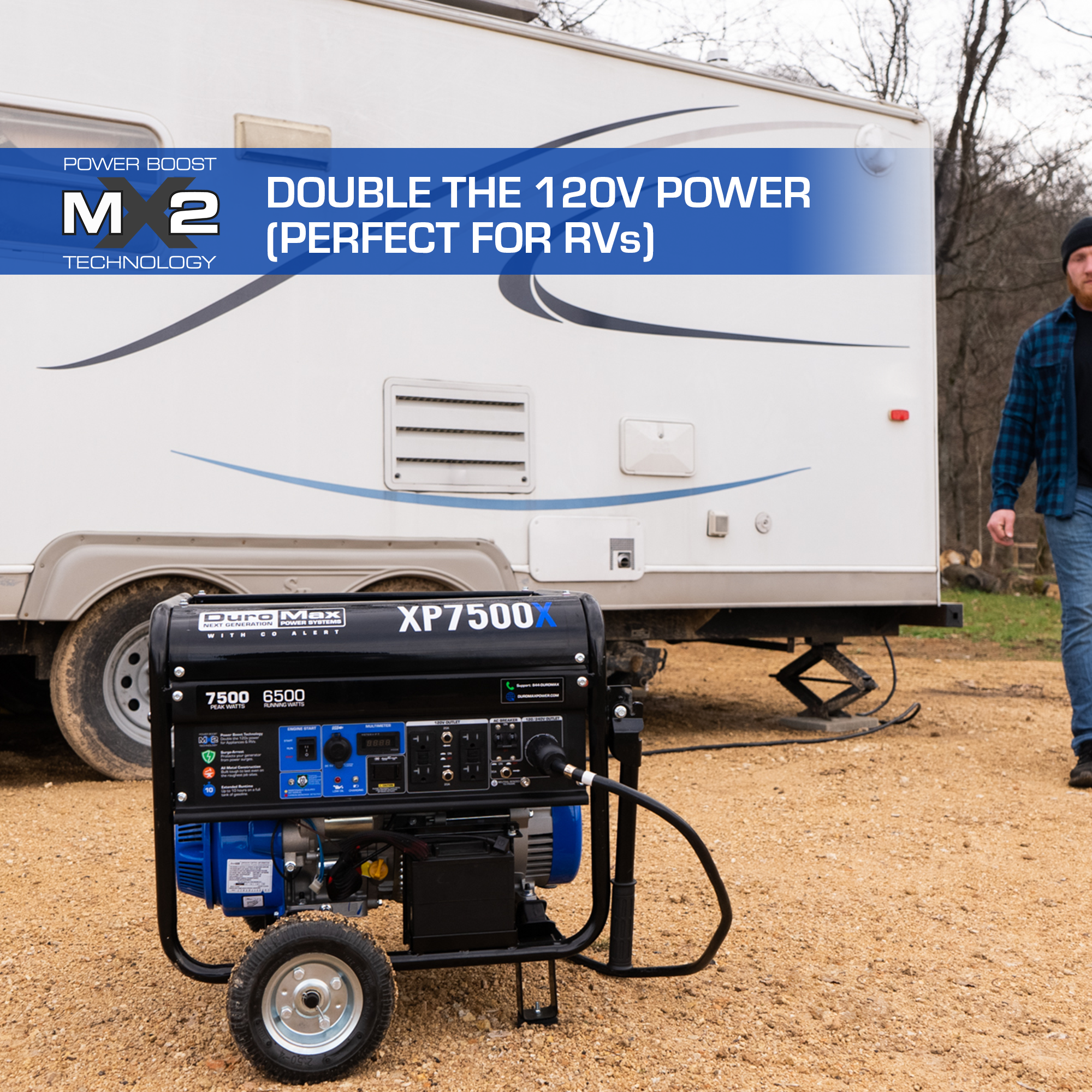 7,500 Watt Portable Gasoline Generator with CO Alert - Reliable Backup Power for Home, Camping & Outdoor Emergencies