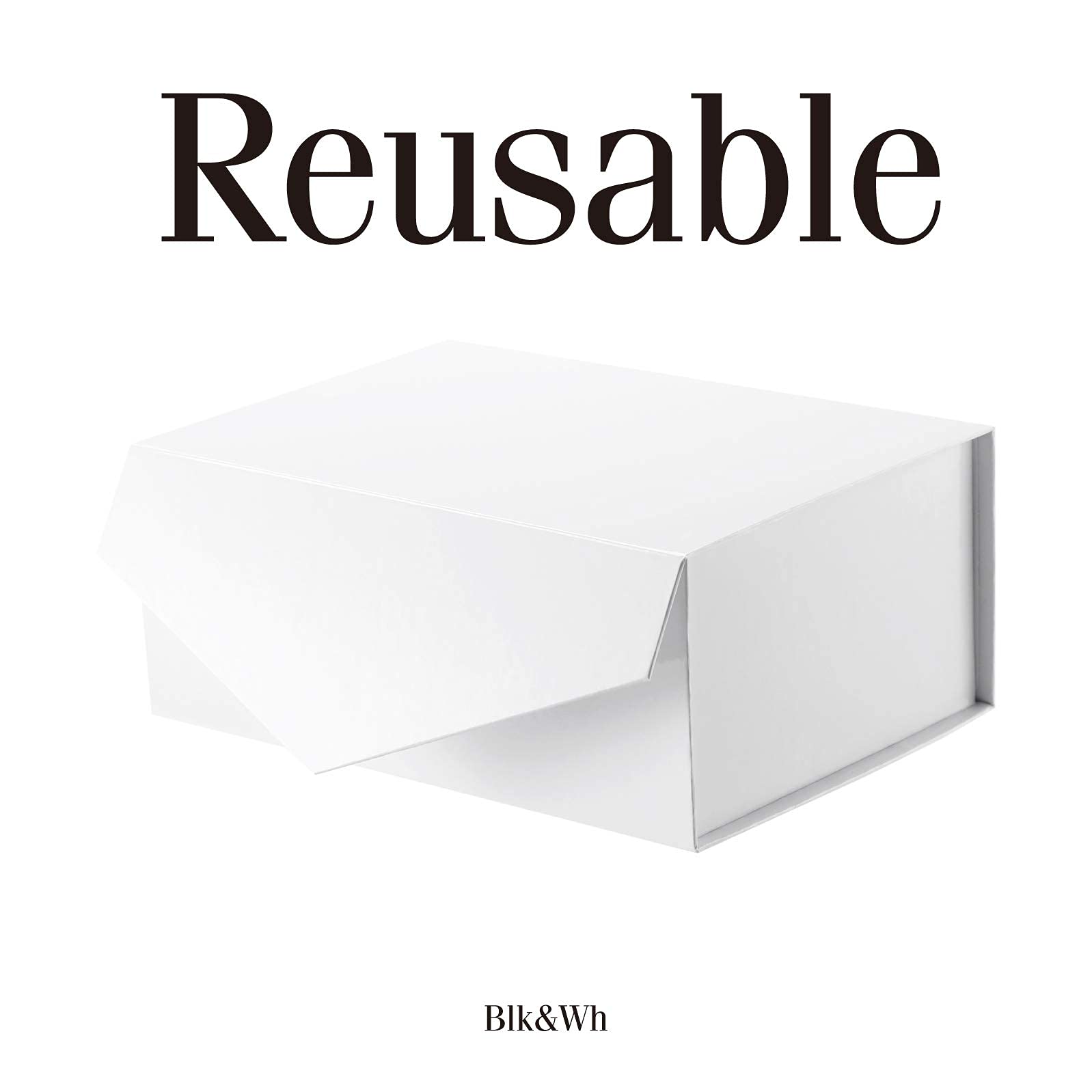 BLK&WH 9x6.5x3.8 Inches White Gift Box - Magnetic Closure Bridesmaid Proposal Box, Collapsible Packaging Box for Jewelry, Cosmetics & Party Favors (Glossy White) - Perfect for Weddings, Baby Showers & Special Occasions