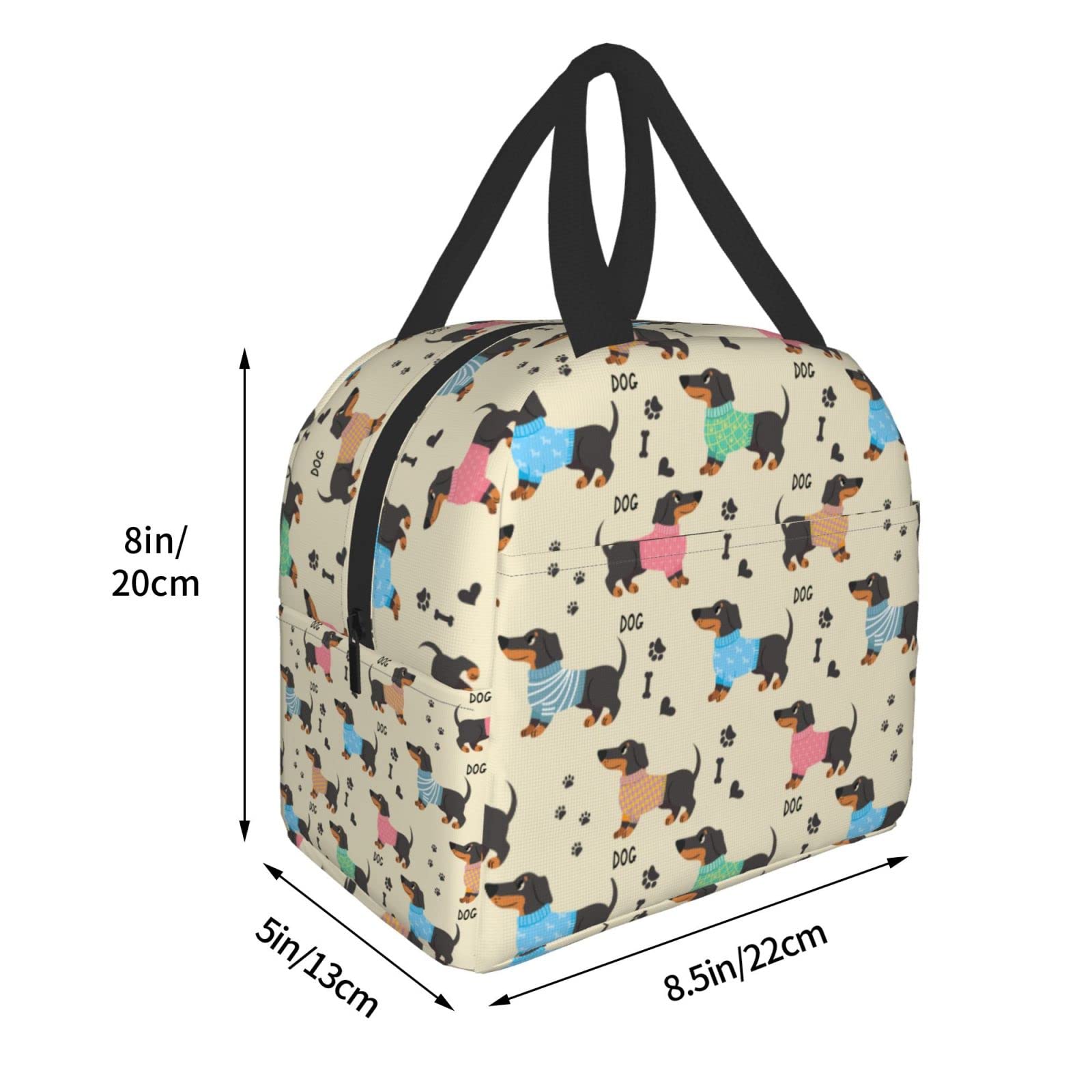 Insulated Dachshund Lunch Box for Women & Men - Reusable Washable Cooler Tote Bag for Office, Work, Picnic & Beach - Lightweight Meal Prep Container for Daily Use & Outdoor Activities