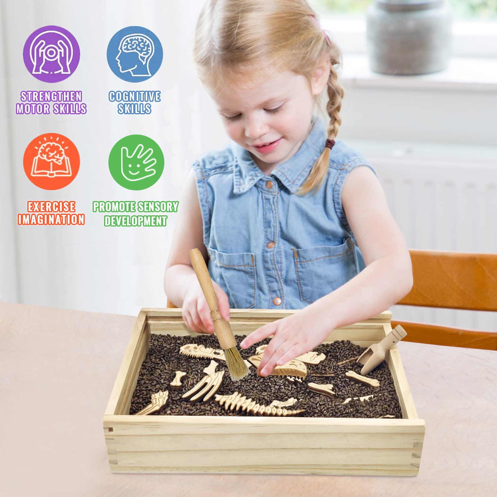 Dinosaur Excavation Kit for Kids - STEM Archaeology Science Toy with Fossil Dig Tools, T-Rex Skeleton Puzzle & Sensory Bin | Educational STEM Gift for Boys & Girls | Perfect for Classroom Science Projects & Birthday Party Activities