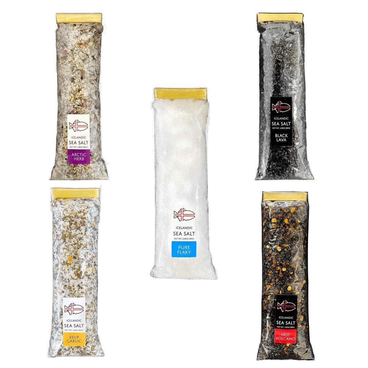 Nordic Catch Organic Icelandic Sea Salt Bulk - Flaky, Mineral Rich, Less Processed, Sustainably Sourced Coarse Salt | No Preservatives | Salt Grinder Refill (5 Pack, 80g Each) | Perfect for Cooking, Baking, Seasoning & Gourmet Dishes