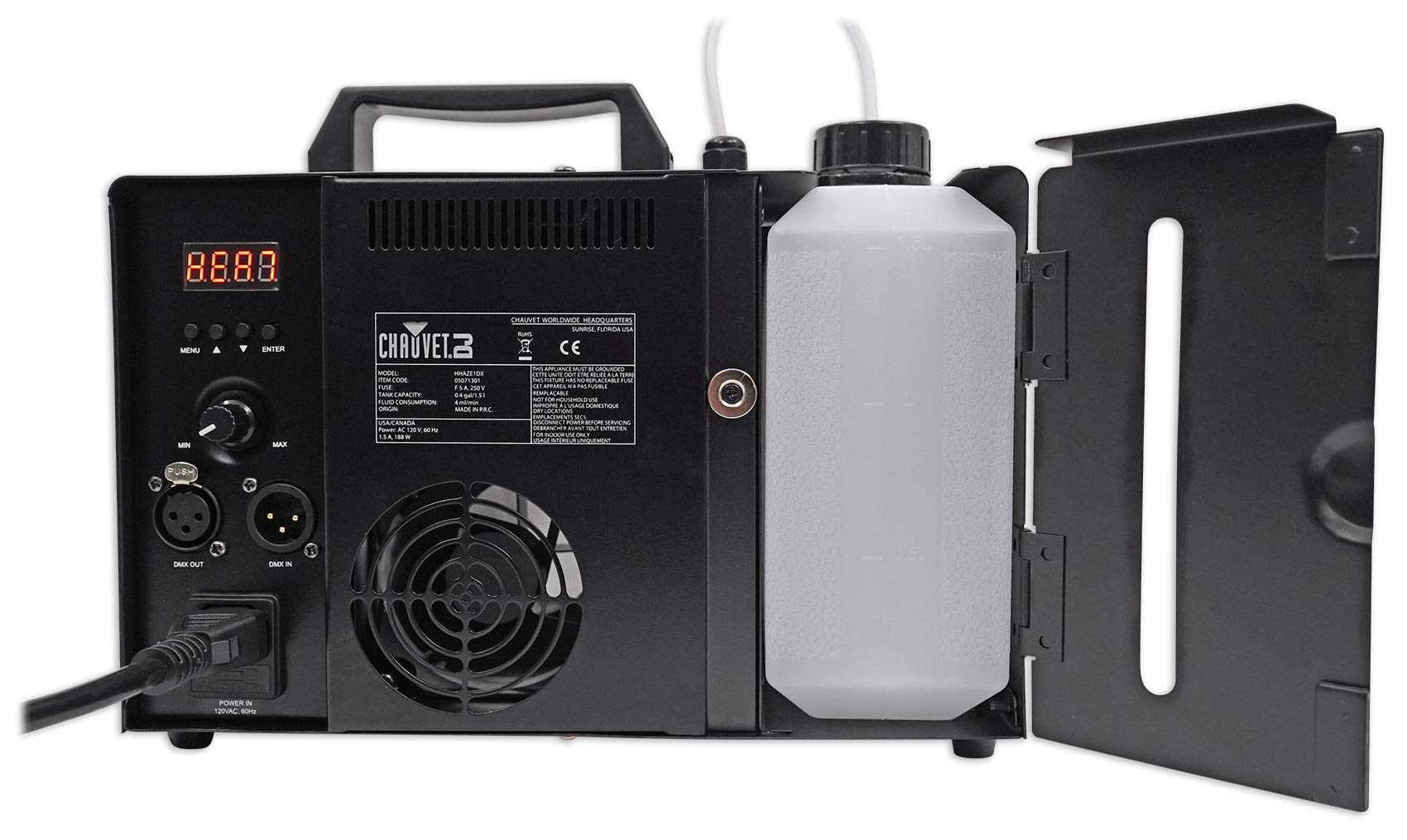 Chauvet DJ Hurricane Haze 1DX Professional Water-Based Haze Machine with 2 Gallons of Haze Fluid - Perfect for Stage Shows, Concerts, and DJ Performances