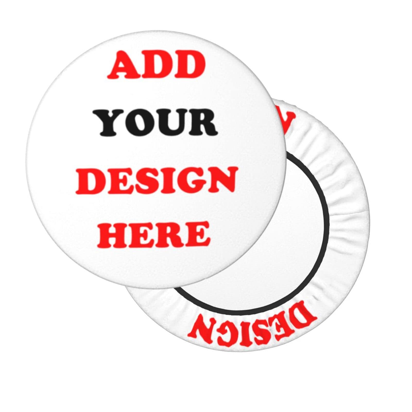 Personalized Round Bar Stool Cushion Cover - Custom Name & Photo Text, Washable Chair Pad Case (12/13/14 Inch) - Perfect for Kitchen Counter, Bar, Restaurant & Home Decor