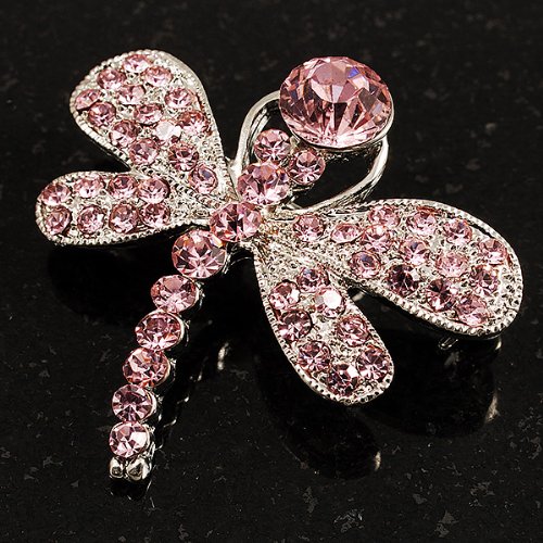 Elegant Small Pink Crystal Butterfly Brooch Pin - Silver Tone Jewelry for Women, Girls - Perfect for Dresses, Blazers, Hats & Gift Giving