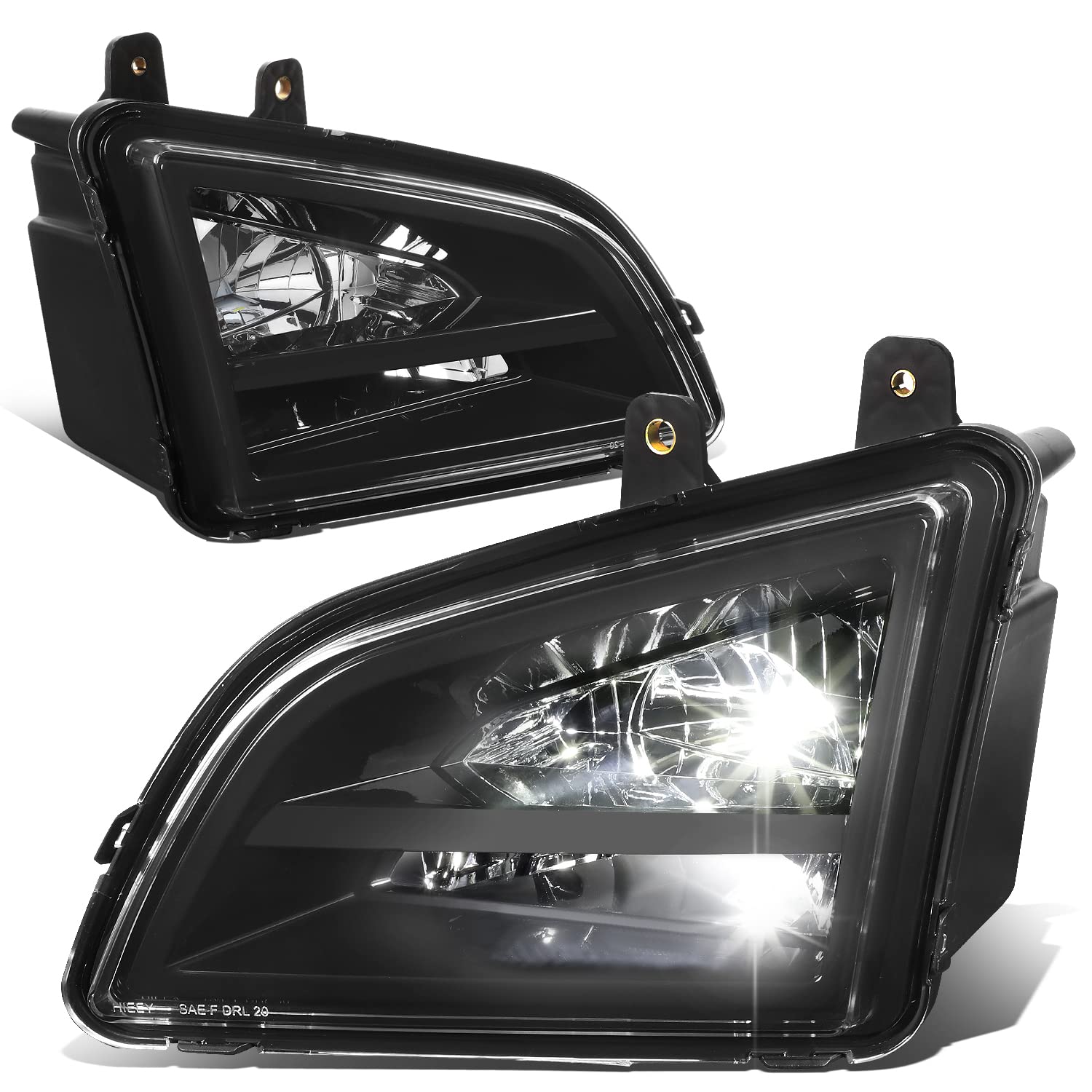 DNA MOTORING FL-HAY-009-BK Black/Clear LED Fog Lights High Low Beam Reflectors for 2018-2022 Volvo VNL - Perfect for Night Driving & Enhanced Road Visibility
