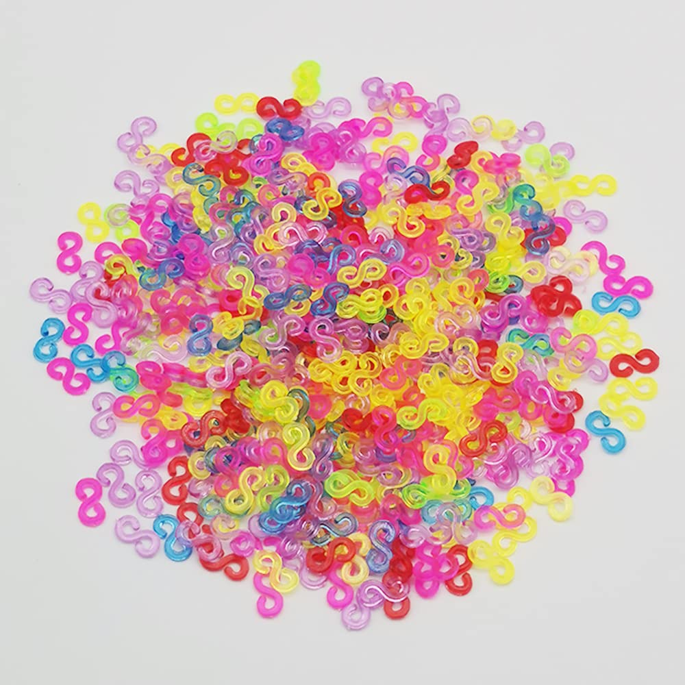 500 Pieces S Clips Loom Rubber Bands - Plastic Connectors Refills for DIY Bracelet Making, Loom Band Kit (Multicolor) - Perfect for Kids Crafts, Friendship Bracelets & Rainbow Loom Creations