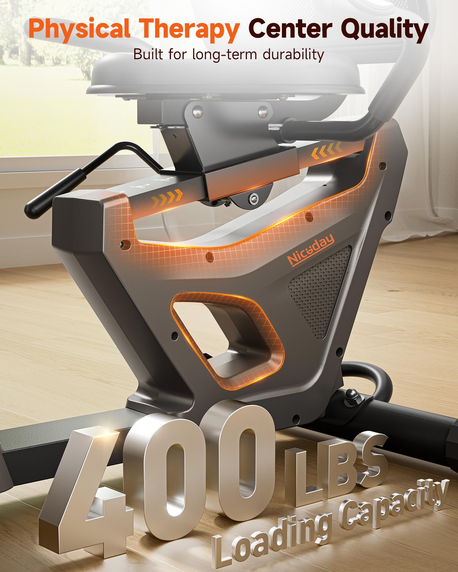 Niceday Recumbent Exercise Bike for Home - 400LBS Weight Capacity, Magnetic Resistance with Smart APP & LCD Monitor, Heart Rate Sensors - Perfect for Seniors, Physical Therapy & Low-Impact Cardio Workouts