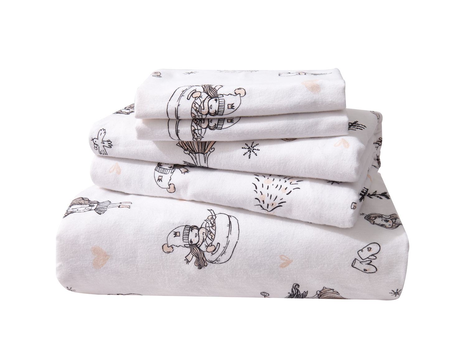 Soft Flannel Printed Princess Joy Sheet Set - 4-Piece Bedding Set for Girls, Twin/Full/Queen Size - Cozy & Warm for Winter Nights, Kids Room Decor, Birthday Gift Idea