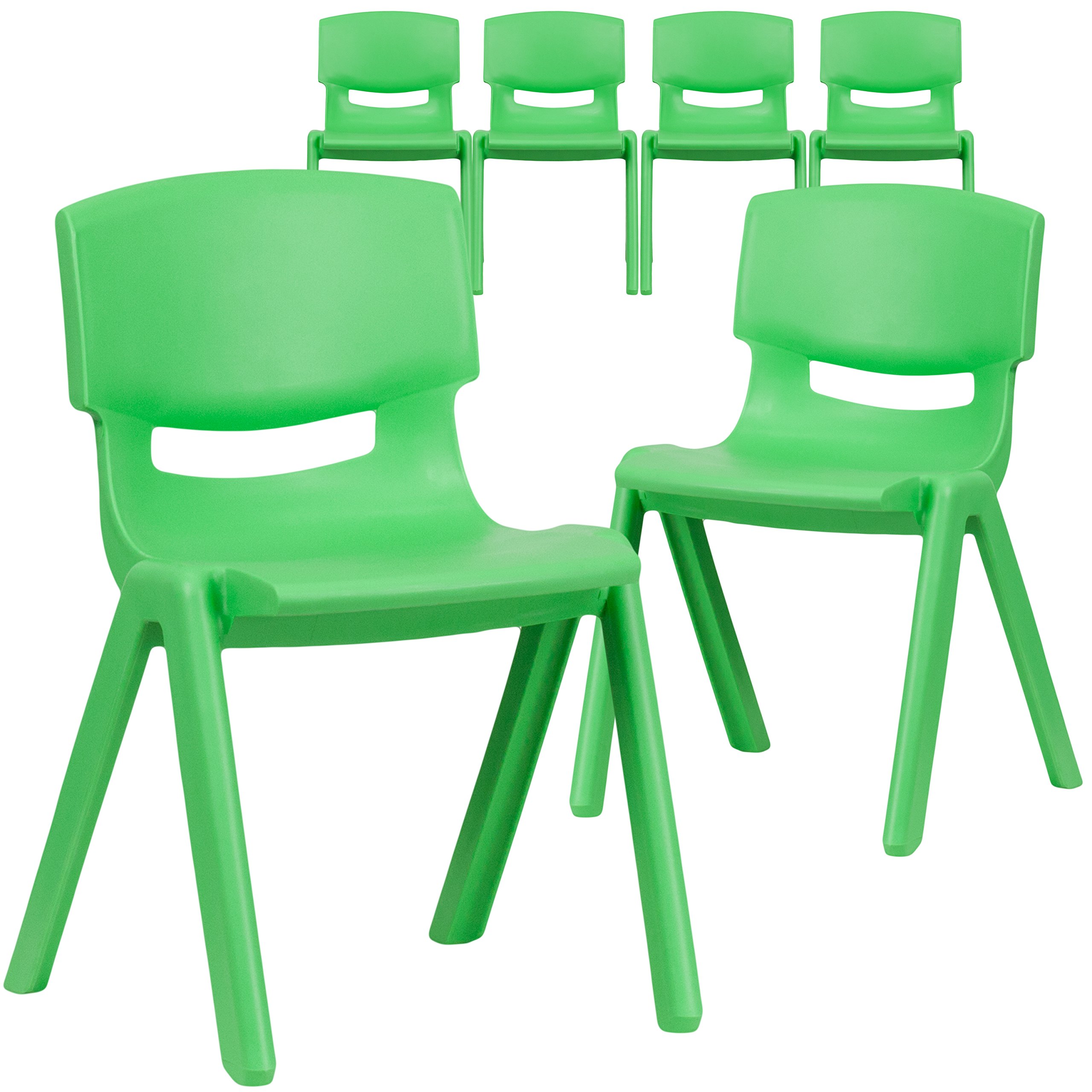 Flash Furniture 6-Pack Green Plastic Stackable School Chairs - 13.25