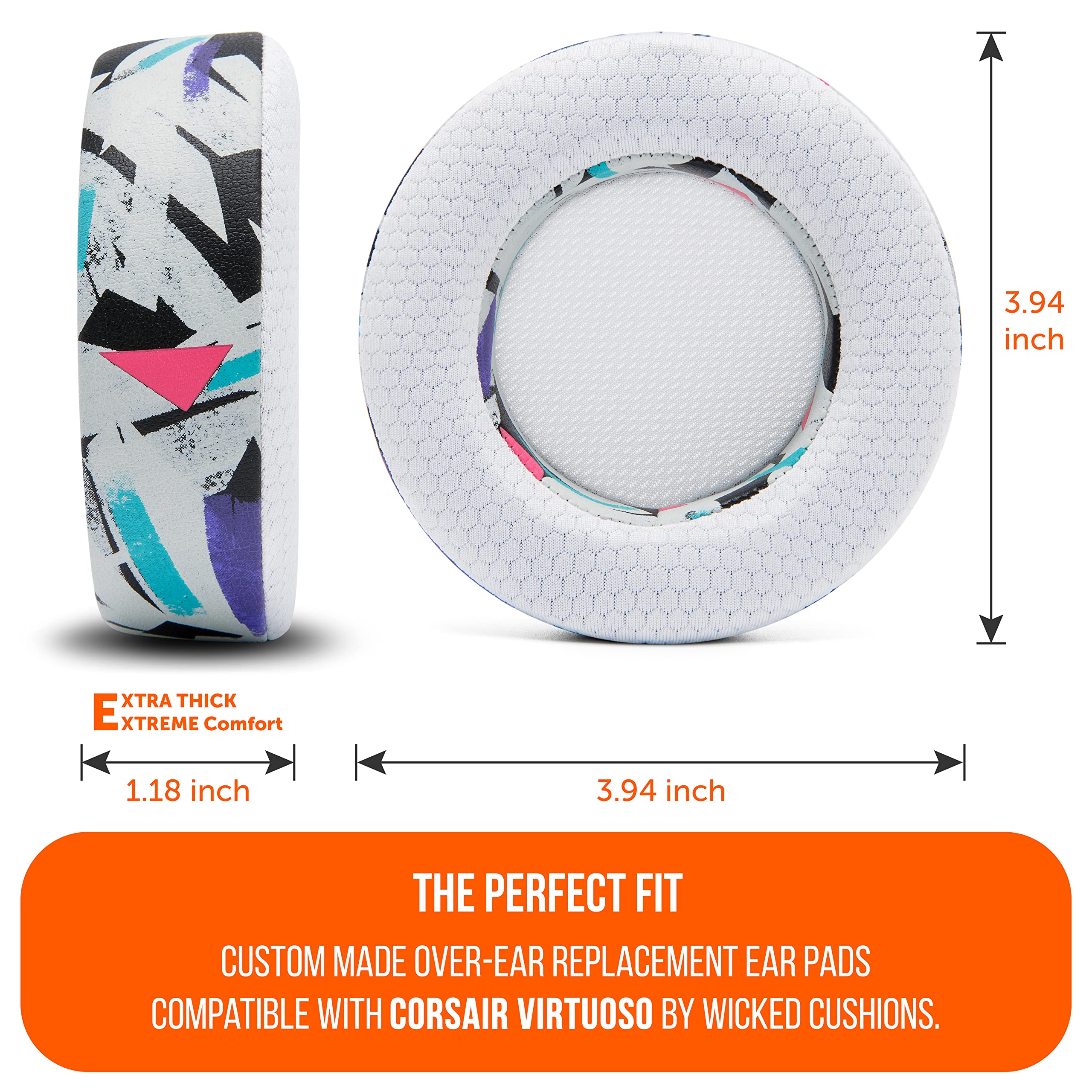 Premium Cooling Gel Earpads for Corsair Virtuoso Gaming Headset - Hybrid Fabric Replacement Cushions with Enhanced Durability, Noise Isolation & Comfort (White) - Perfect for Long Gaming Sessions, Streaming & Office Work