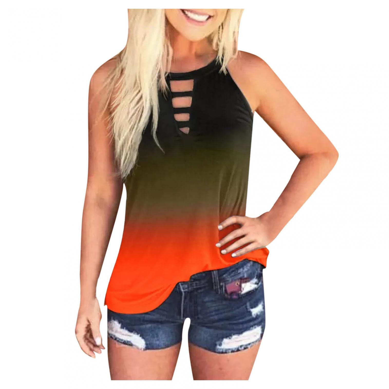 Women's Plus Size Floral Halter Neck Tank Tops - Loose Fit Sleeveless Tunic Tops for Casual Summer Wear - Perfect for Beach, Vacation, and Everyday Outfits