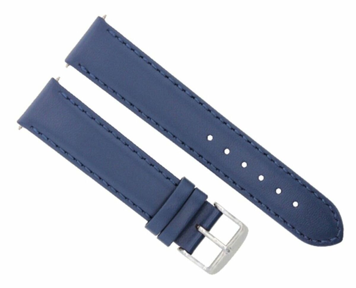 22mm Smooth Genuine Leather Watch Band Strap - Compatible with Longines Conquest 43mm Watch - Blue - Replacement Strap for Men & Women - Perfect for Casual, Business & Everyday Wear