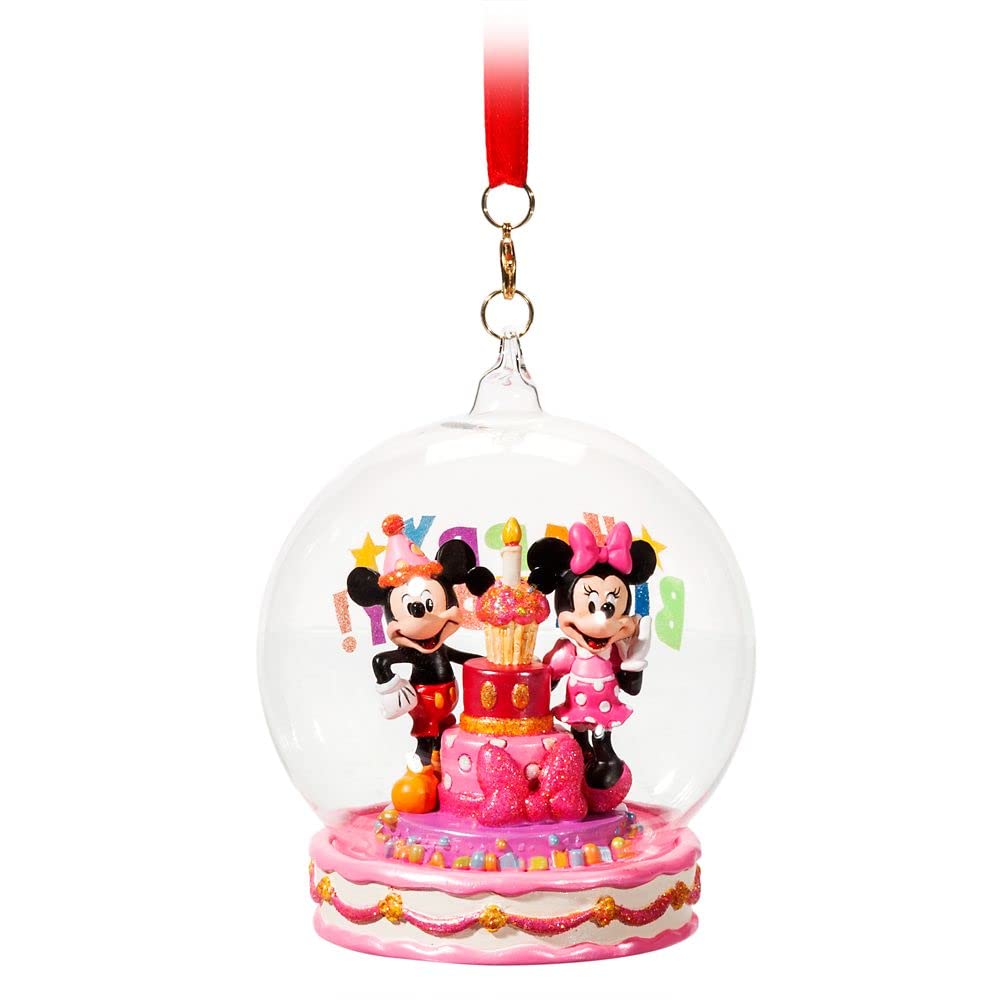 Disney Mickey and Minnie Mouse Happy Birthday Christmas Ornament - Perfect for Holiday Tree Decorations, Birthday Party Favors & Gift Giving